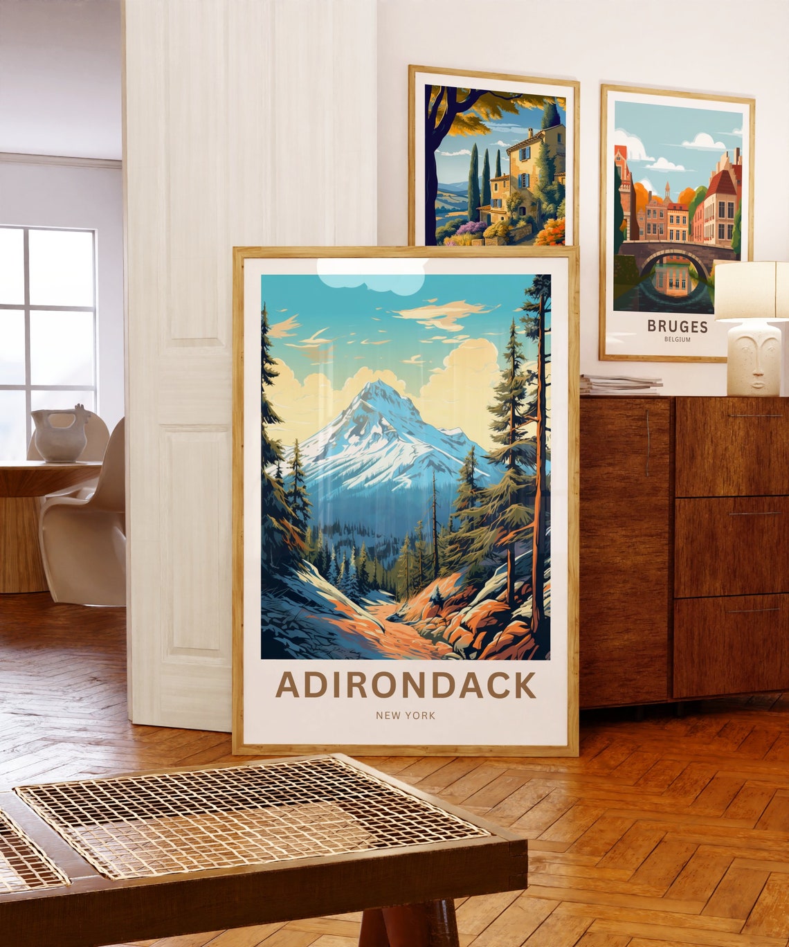 Adirondack New York Snowcapped Mountain Trail Custom Text Poster - Image 5