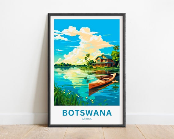 Botswana Travel Print Botswana Poster Africa Wall Art Framed Present Gift Africa Present