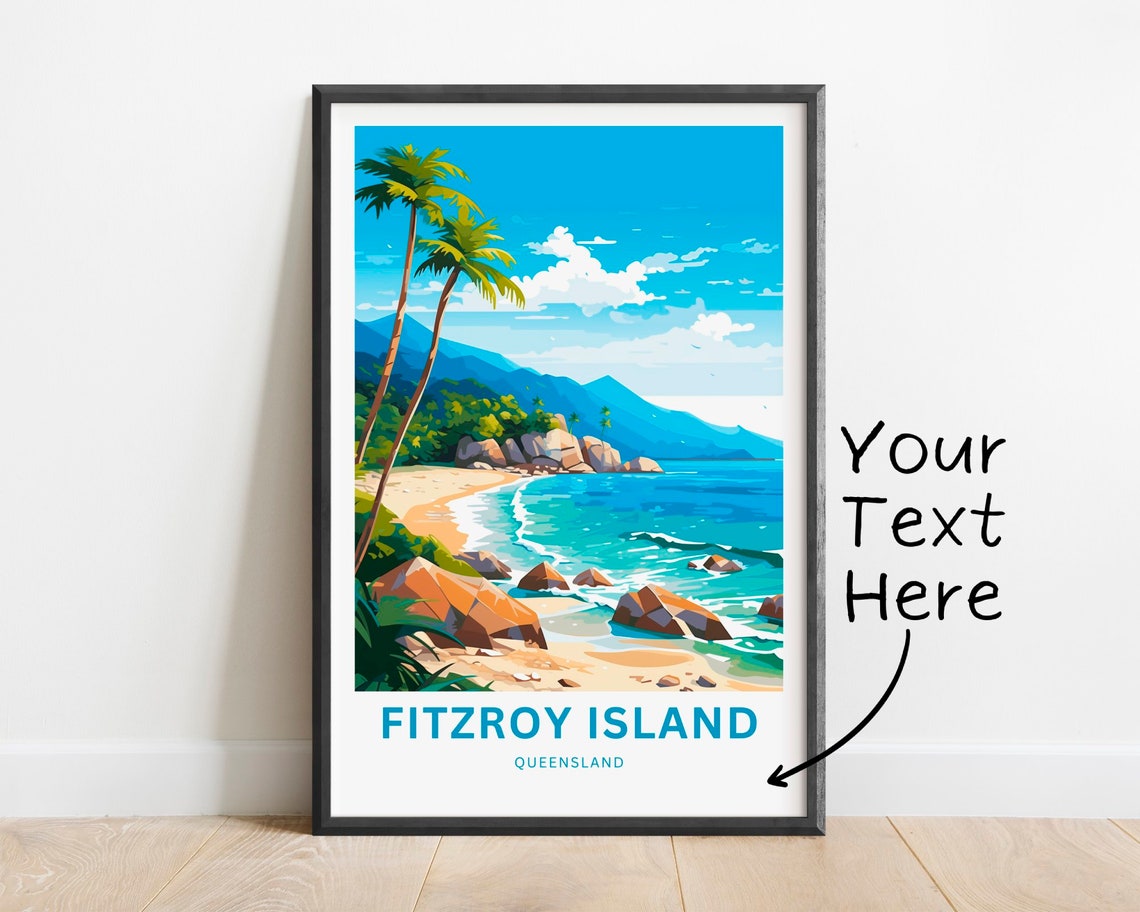 Fitzroy Island Queensland Palm Beach Custom Text Personalized Poster