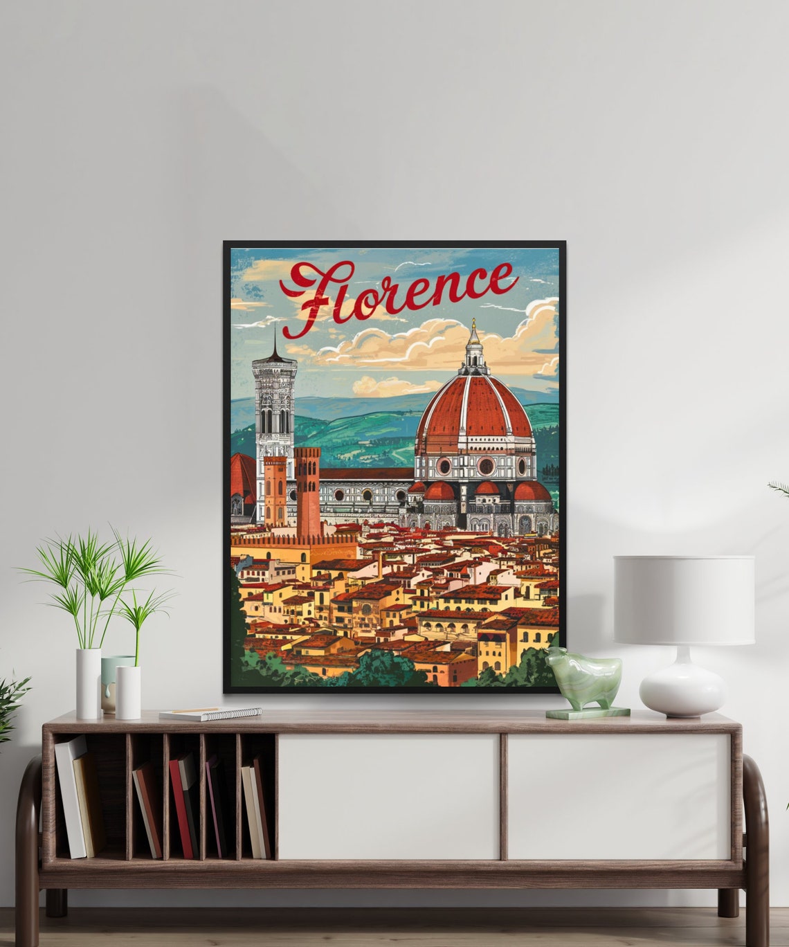 Florence Italy Red Dome Cathedral Rooftops Vintage Travel Poster - Image 2