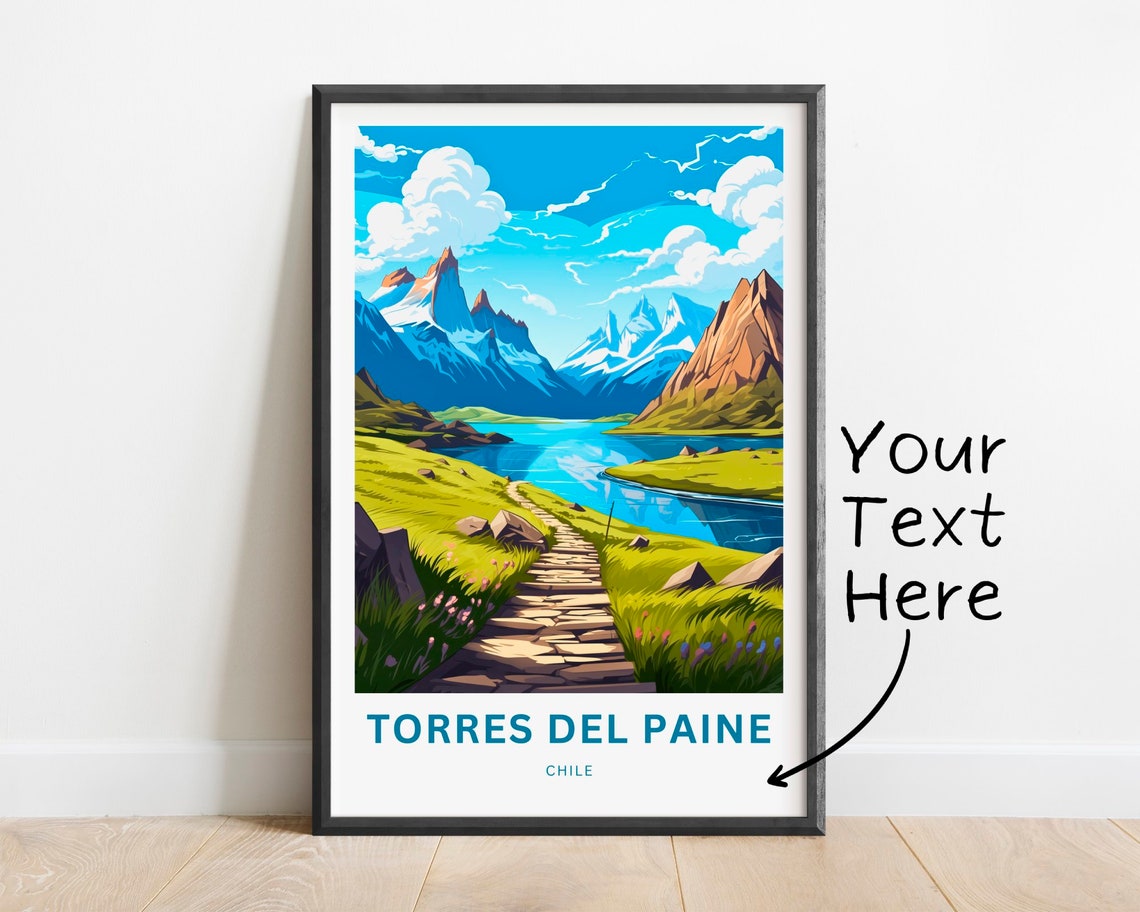 Personalized Torres Del Paine Chile Lake Path Custom Travel Poster