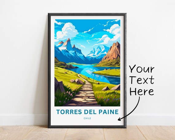 Personalized Torres Del Paine Chile Lake Path Custom Travel Poster