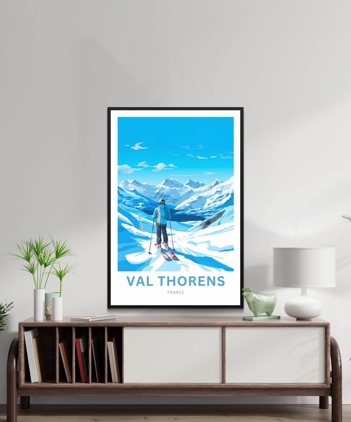 Val Thorens France Alpine Skier Snowy Slopes Winter Ski Resort Poster - Image 2
