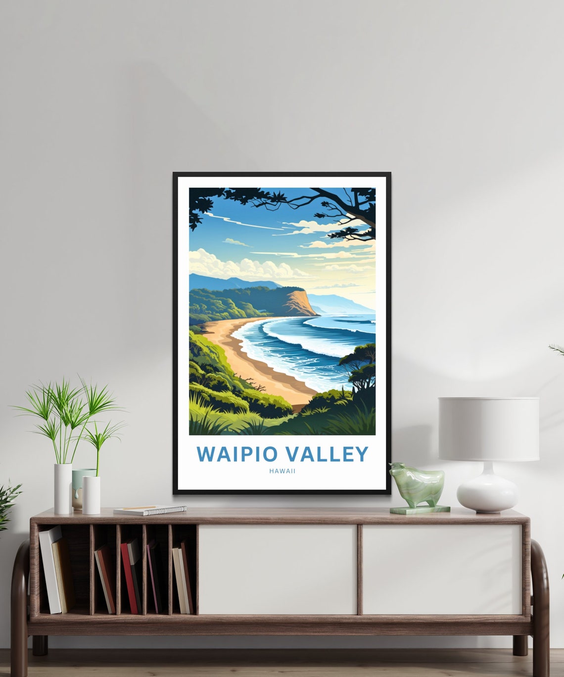 Waipio Valley Hawaii Golden Sand Ocean Cliffs Personalized Poster - Image 2