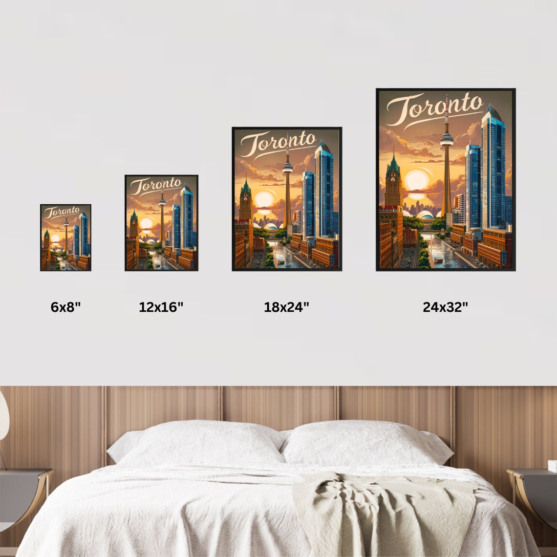 Toronto Canada CN Tower Skyline Script Vintage Retro Travel Poster - Image 3