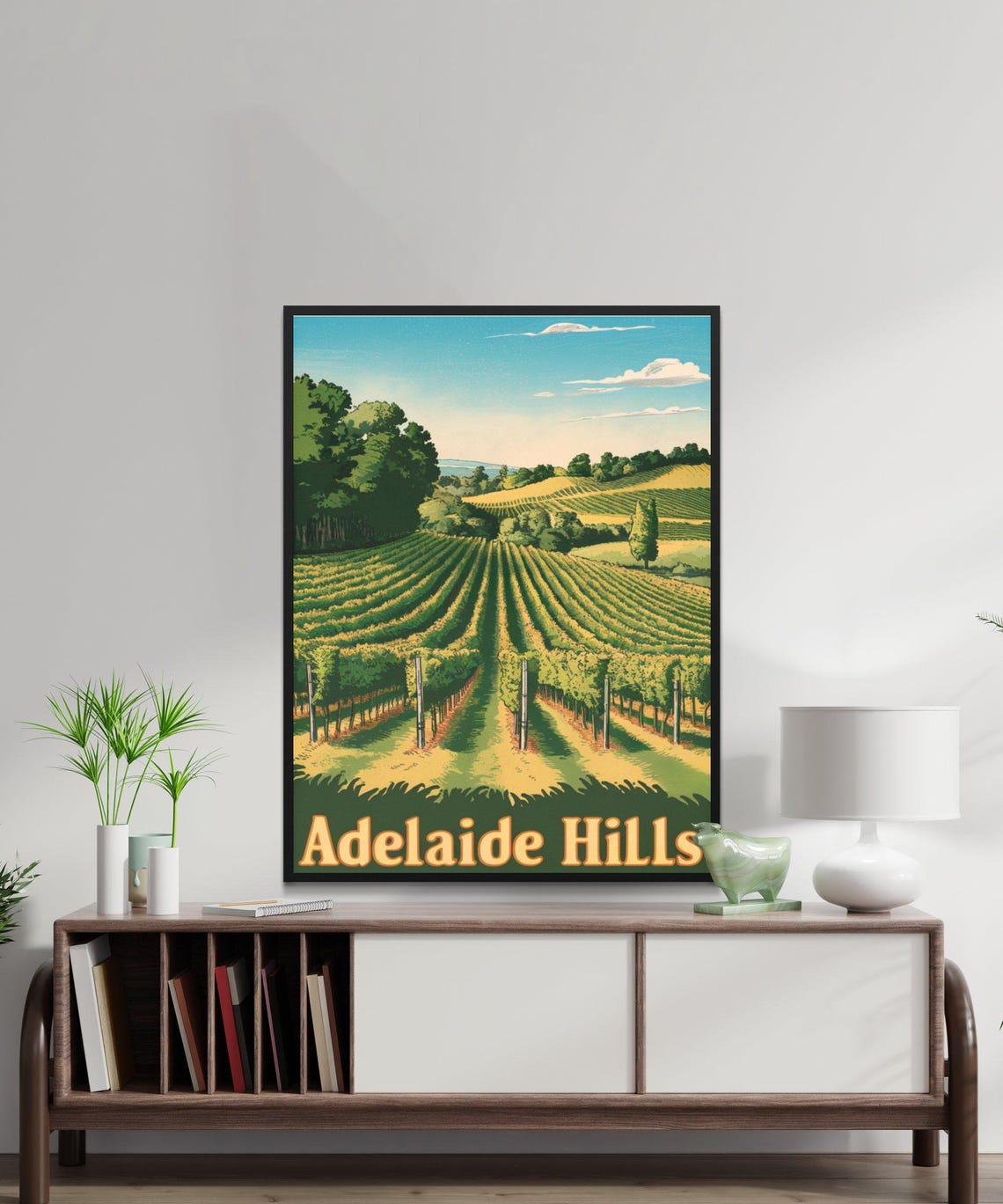 Adelaide Hills Vineyard Sunset Retro Travel Landscape Poster - Image 2