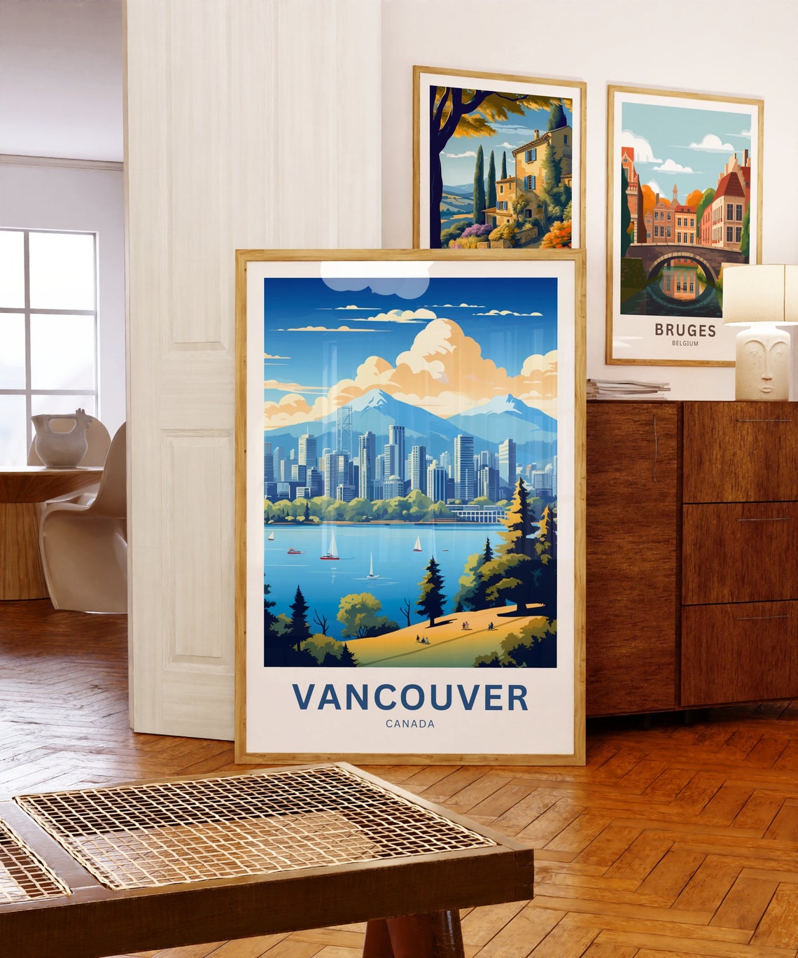 Vancouver Canada Personalized Skyline Harbor Sailboats Travel Poster - Image 5