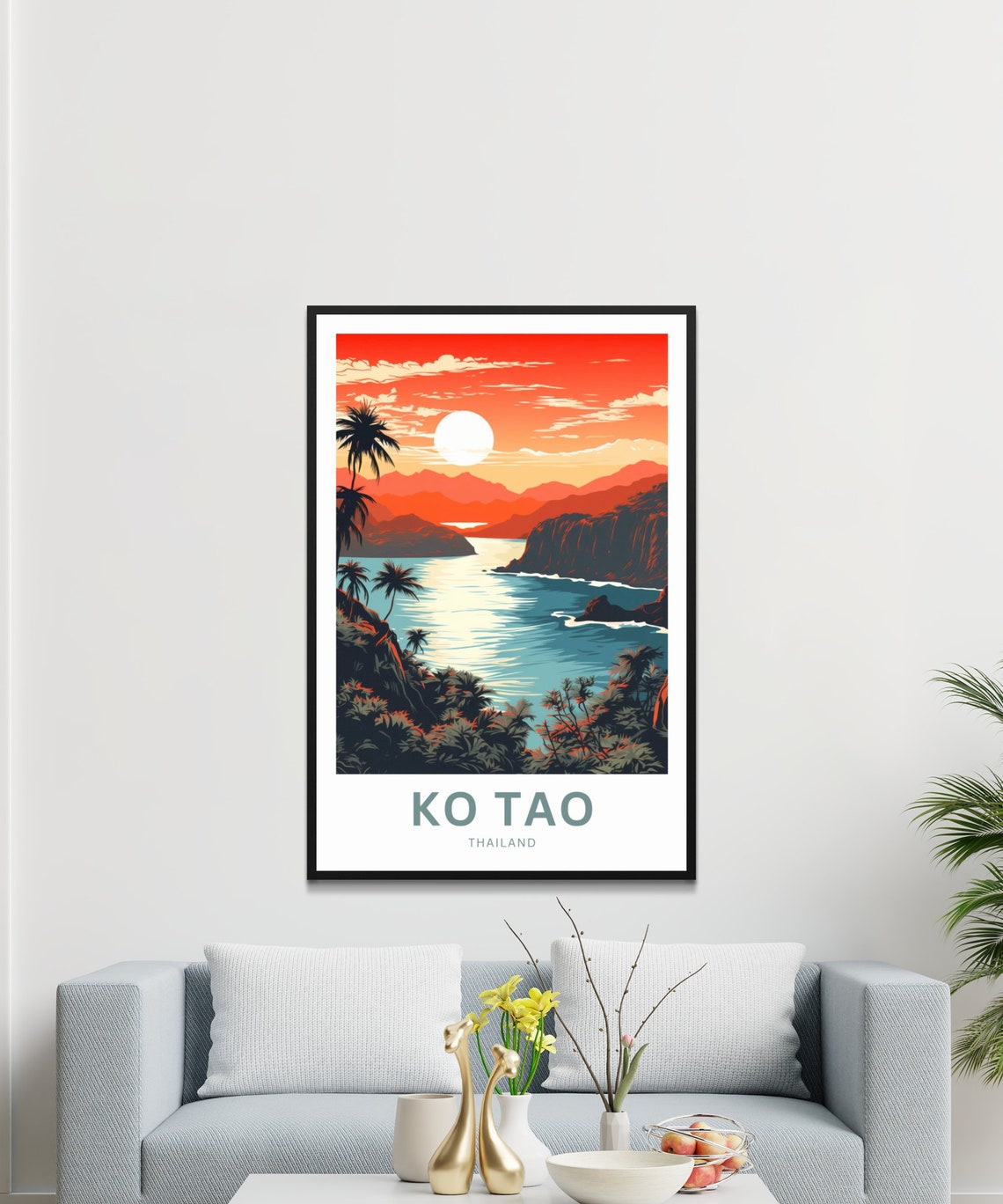 Ko Tao Thailand Tropical Sunset Bay Rocky Cliffs Island View Poster - Image 3