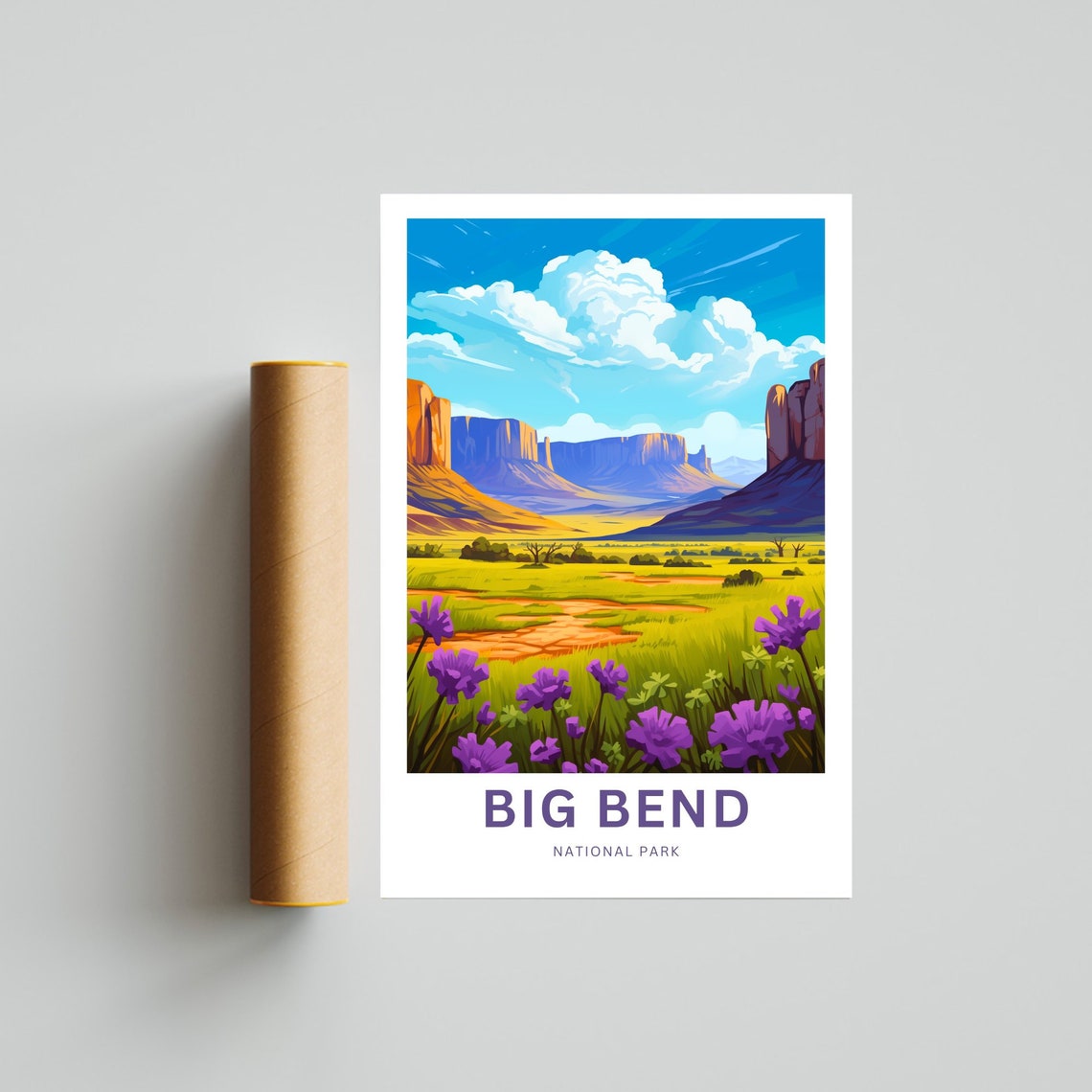 Personalized Big Bend National Park Mesa Valley Custom Text Poster - Image 4