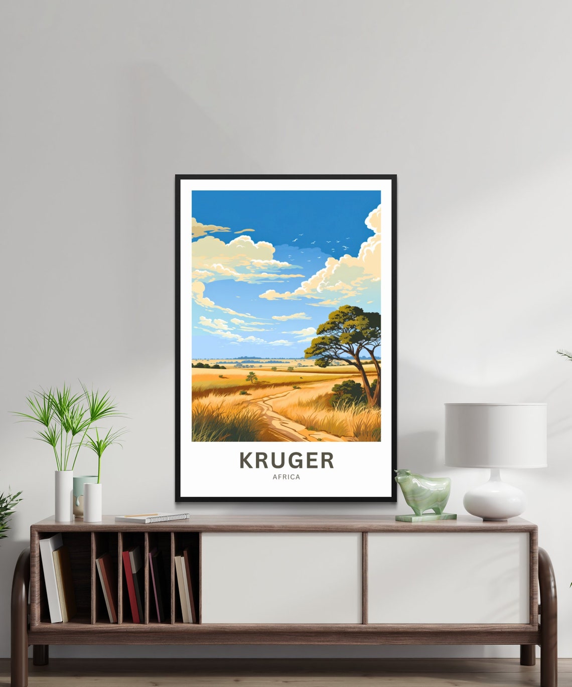 Kruger Africa Savanna Path Acacia Tree Golden Hour Travel Poster - Image 3