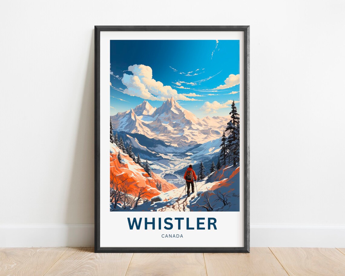 Whistler Canada Snowy Mountain Ski Village Winter Travel Poster