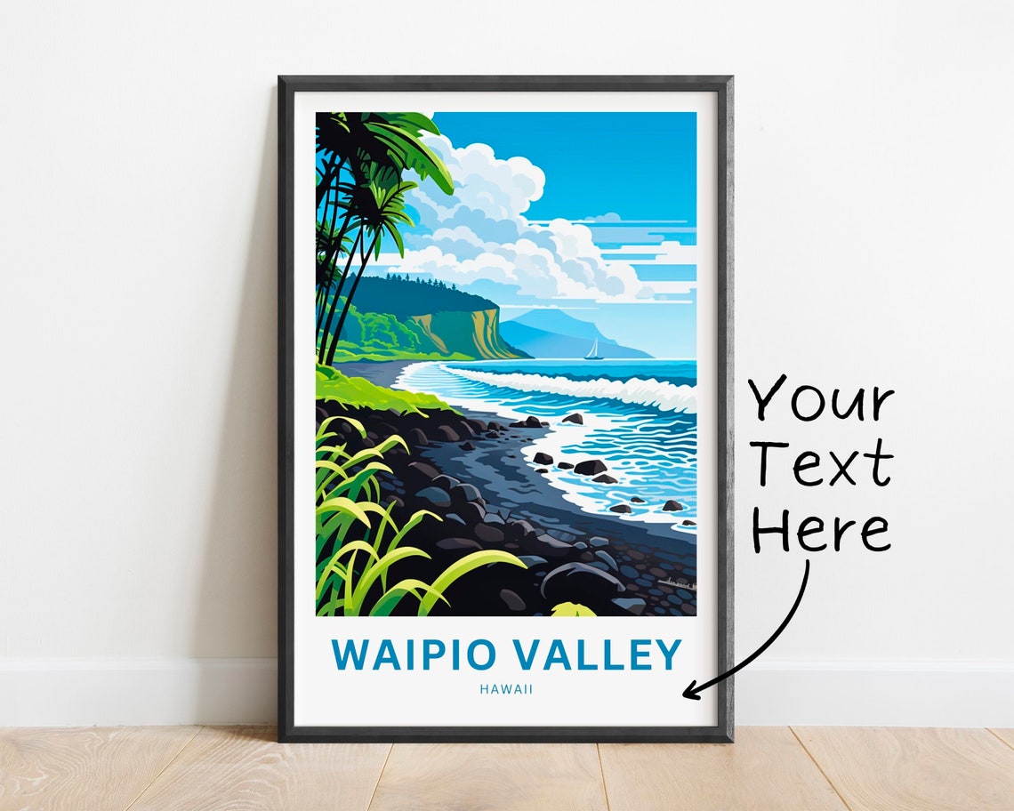 Waipio Valley Hawaii Volcanic Black Sand Beach Personalized Poster