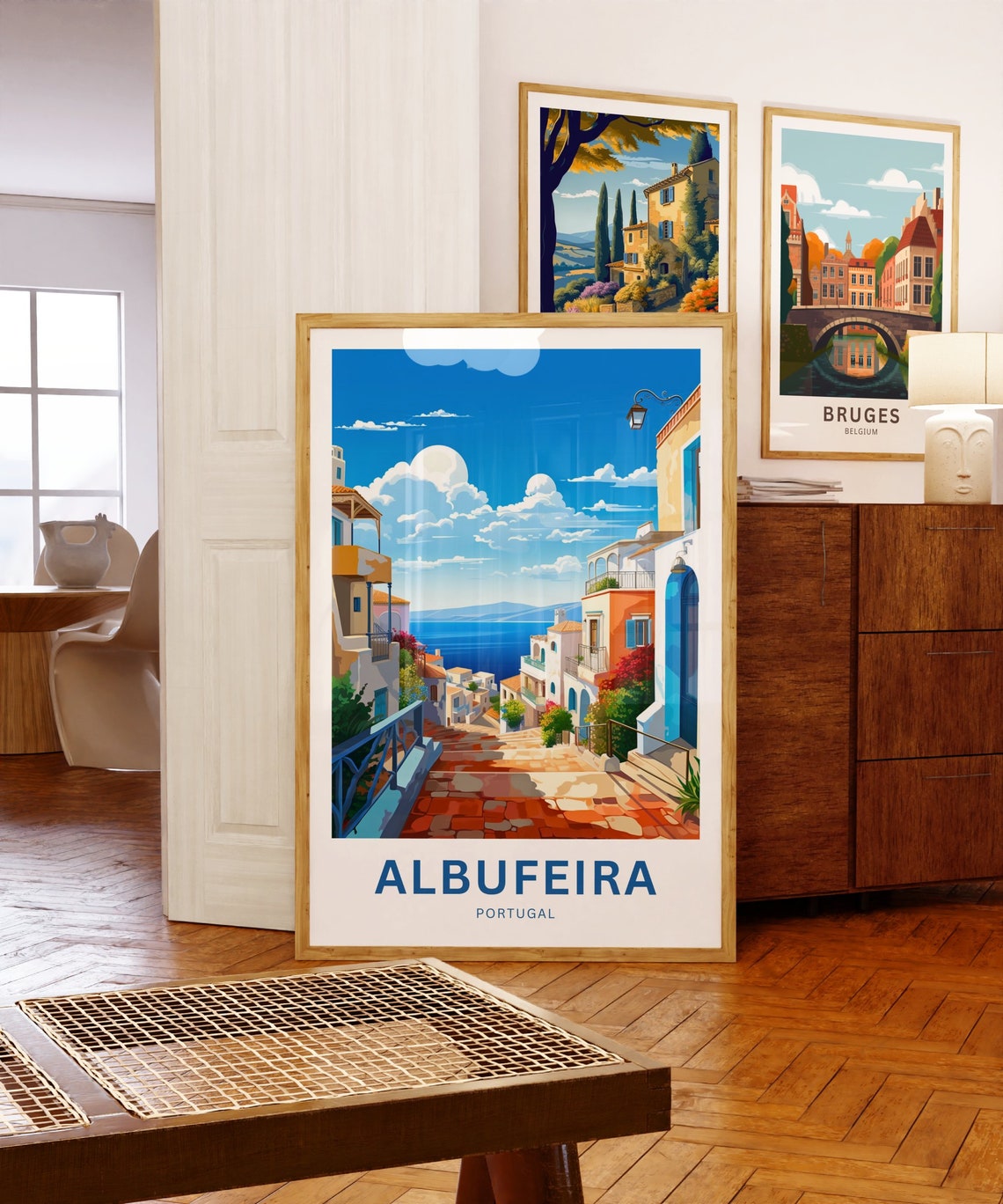Personalized Sunny Albufeira Portugal Seafront Travel Poster - Image 5