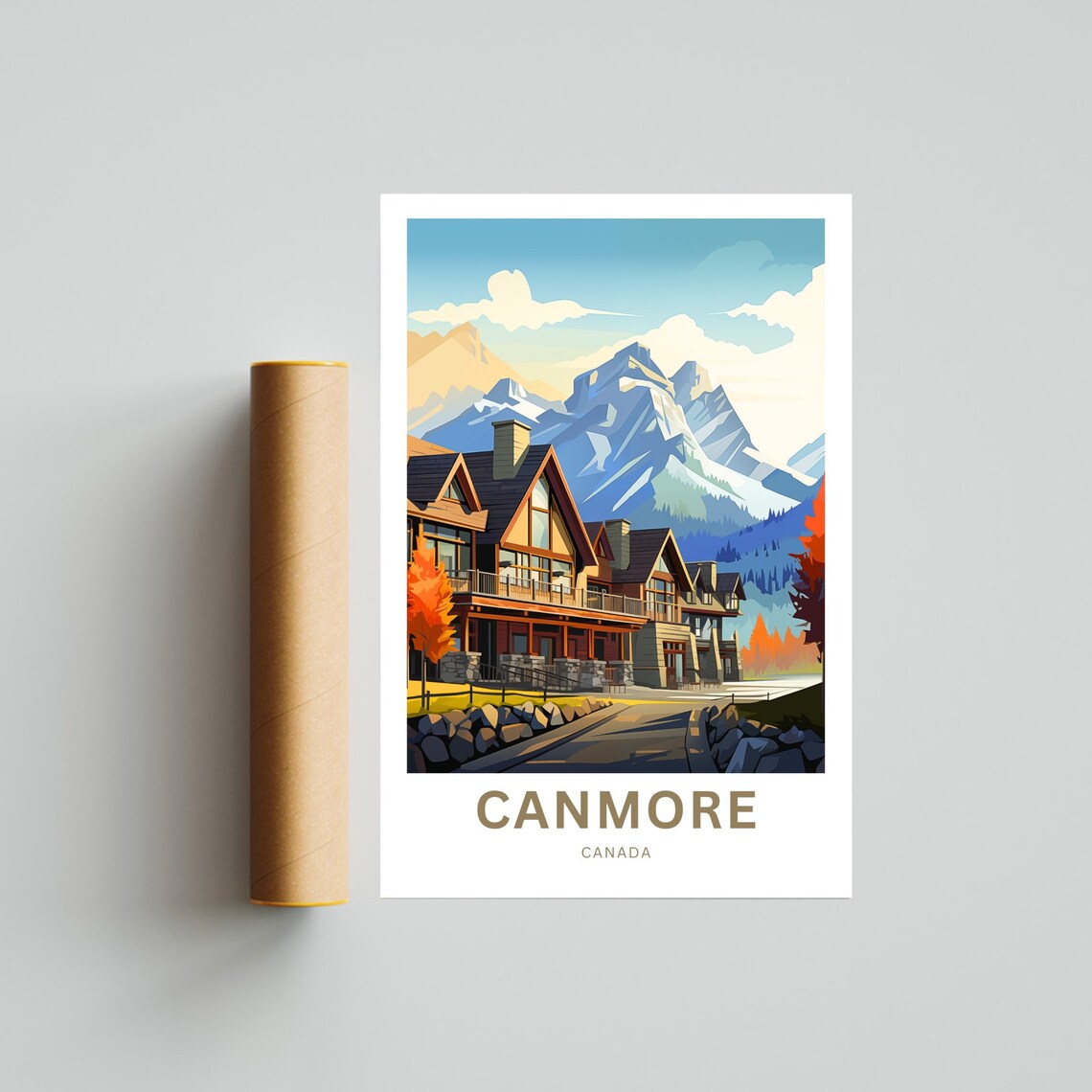 Canmore Canada Rocky Mountain Lodge Peaks Vintage Travel Poster - Image 4