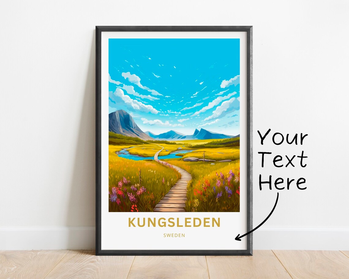 Personalized Kungsleden Travel Poster, Sweden Wall Art