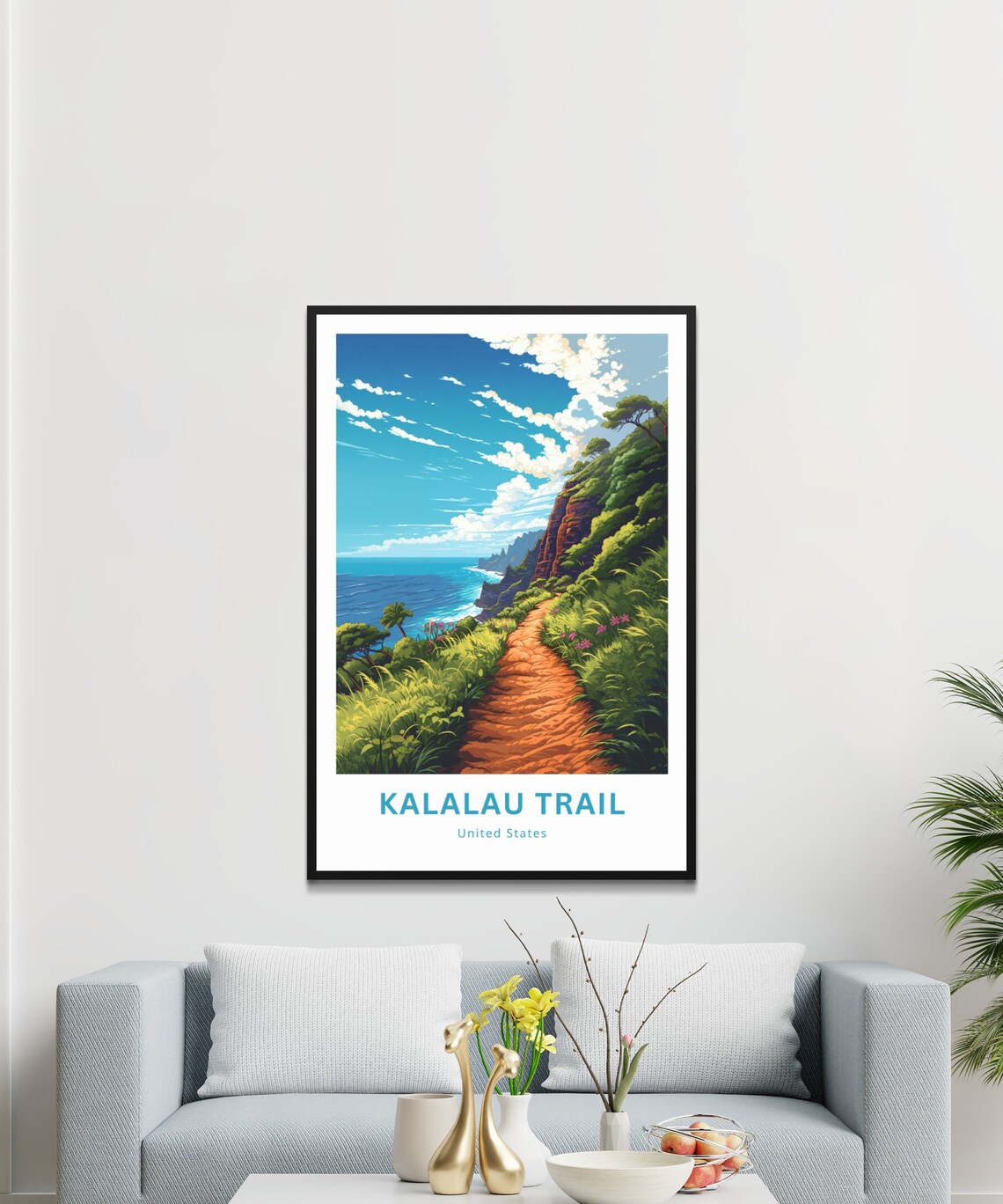 Kalalau Trail United States Red Cliff Coastal Path Hike Poster - Image 3