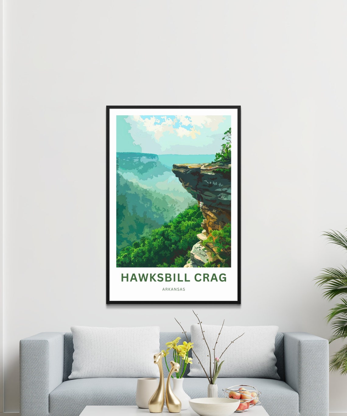 Personalized Hawksbill Crag Arkansas Misty Bluff Scenic Travel Poster - Image 3