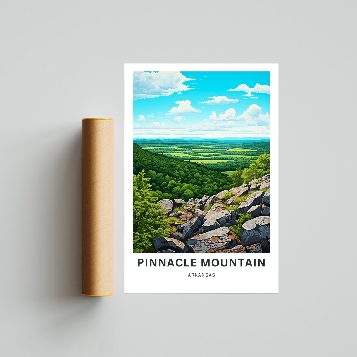 Pinnacle Mountain Arkansas Rocky Overlook Valley View Travel Poster - Image 4