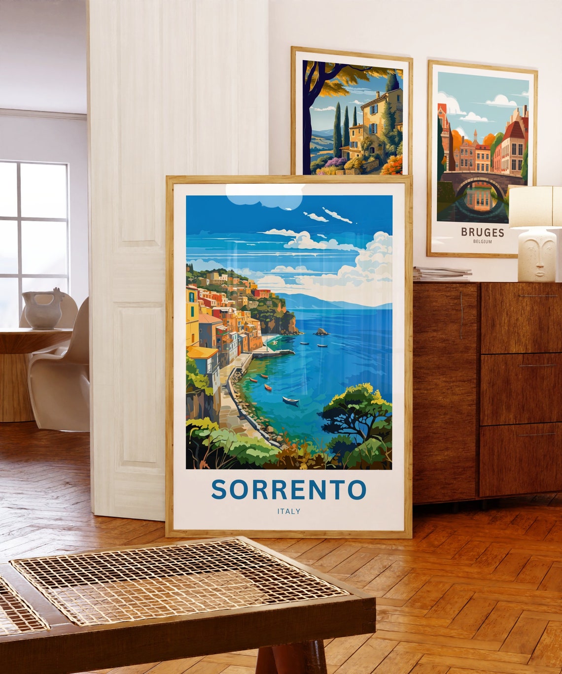 Sorrento Italy Customizable Text Harbor View Modern Travel Poster - Image 5