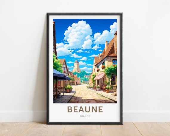 Beaune France Flower Street Half Timbered Houses Old Town Poster