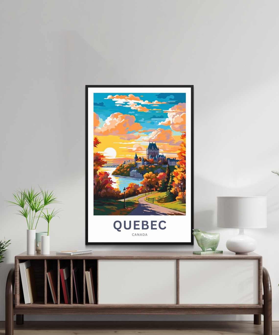 Quebec Canada Sunset Chateau Frontenac Autumn Park Riverside Poster - Image 2