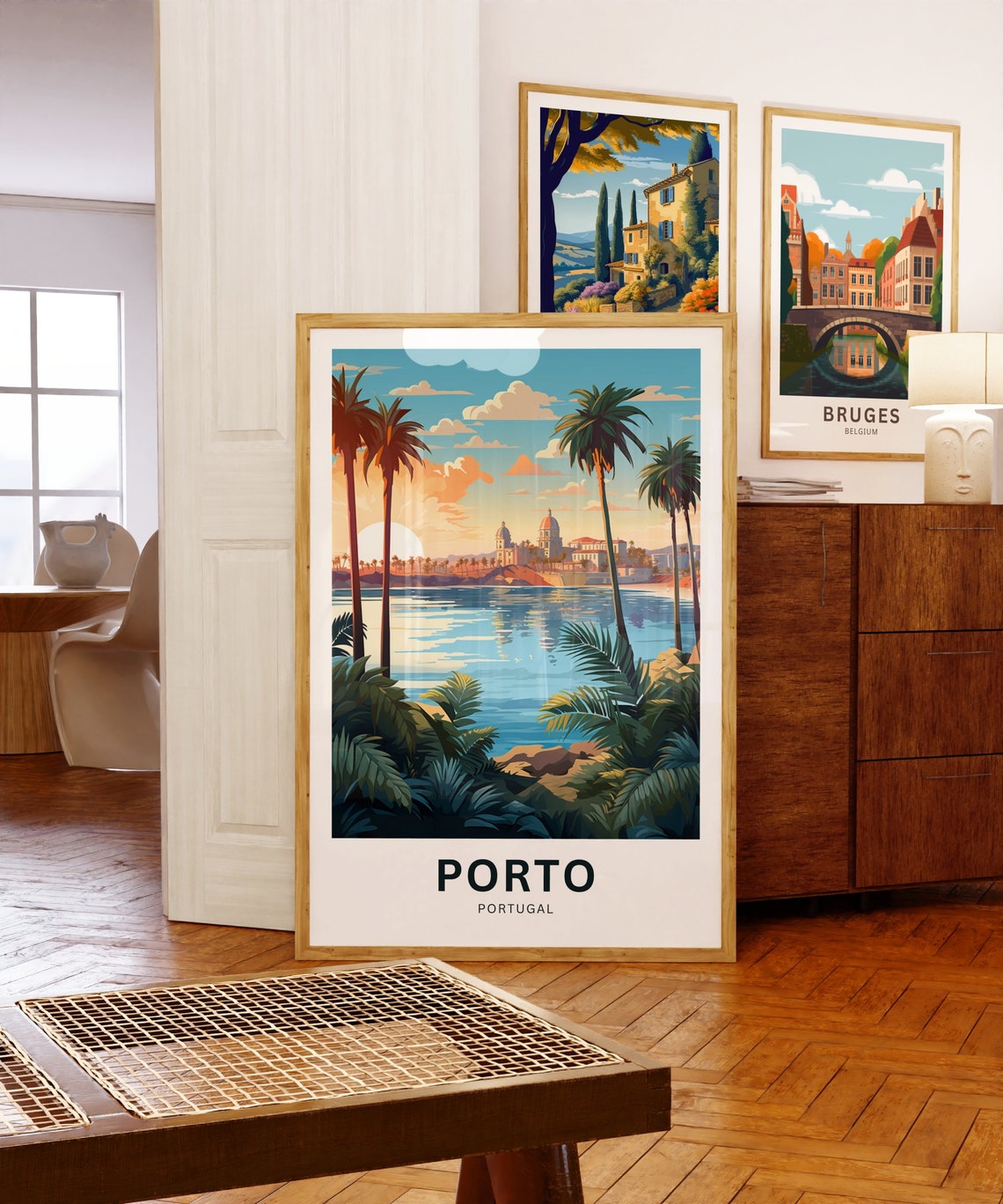Porto Portugal Custom Text Palm Bay Domed Skyline Travel Poster - Image 5