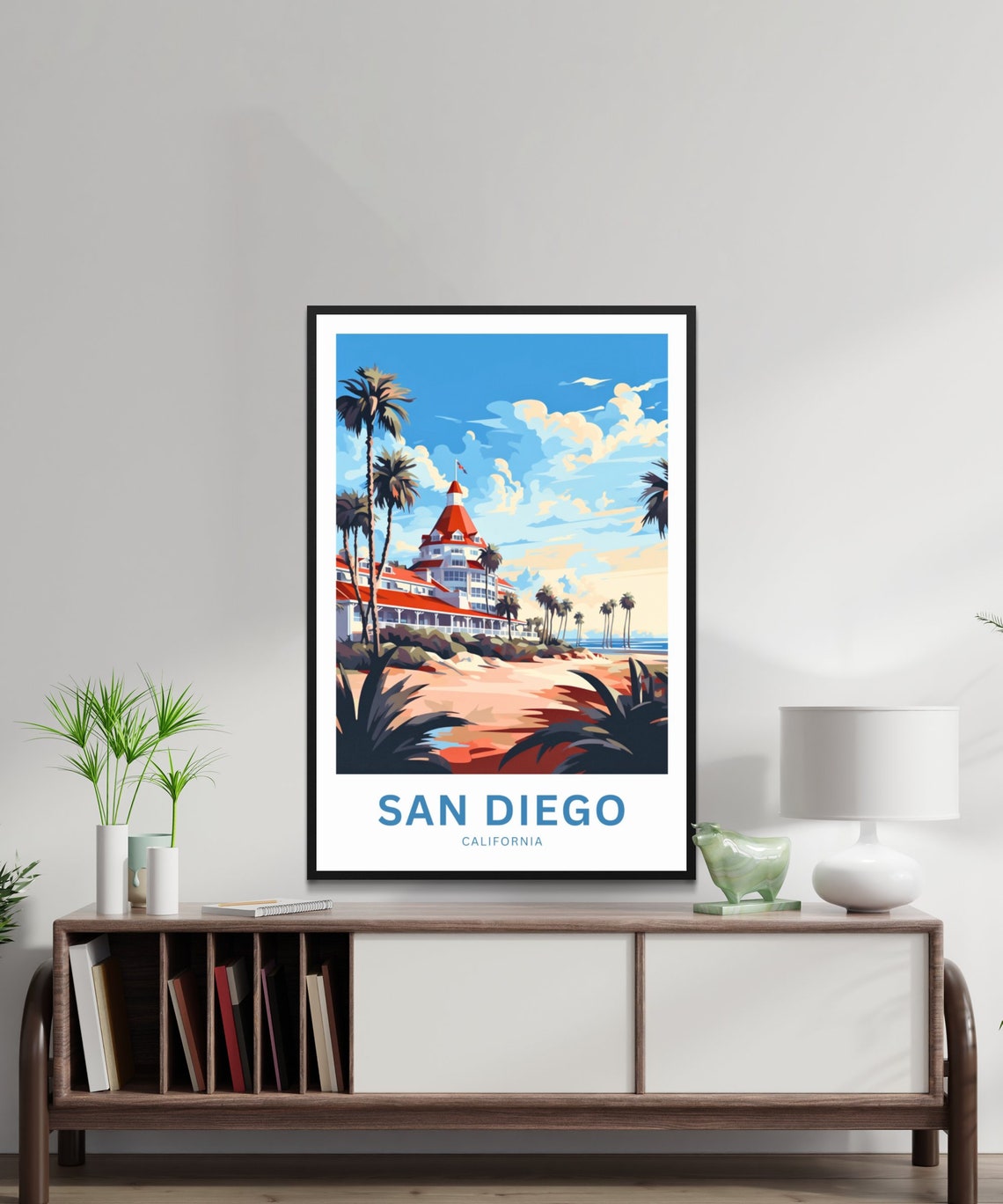 San Diego California Coronado Beach Hotel Palm Tree Travel Poster - Image 3