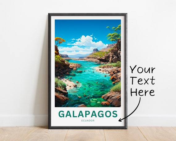 Personalized Galapagos Island Travel Print Galapagos Island Poster Ecuador Wall Art Framed Present Gift Ecuador Present