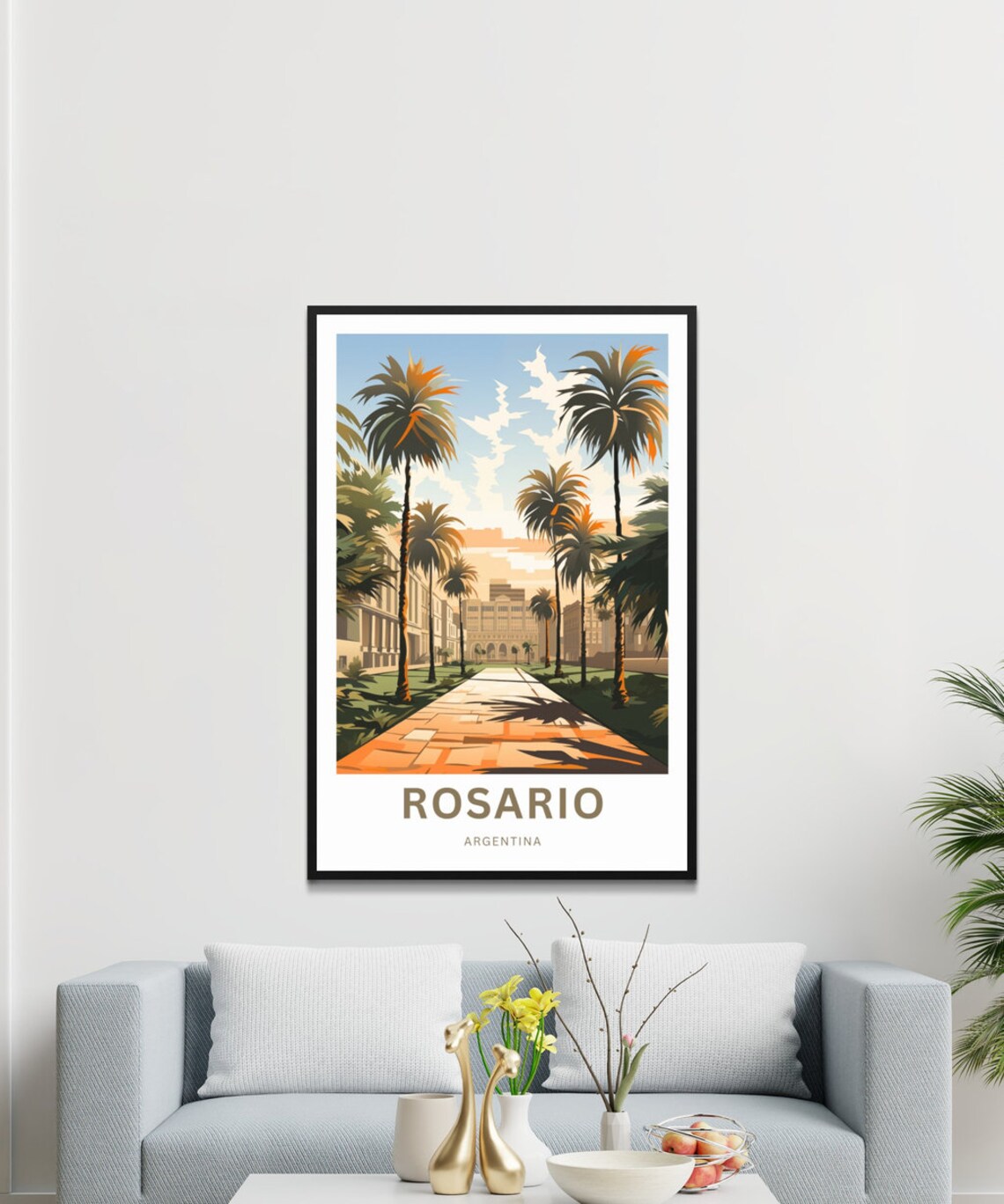 Personalized Rosario Argentina Palm Promenade City Travel Poster - Image 3