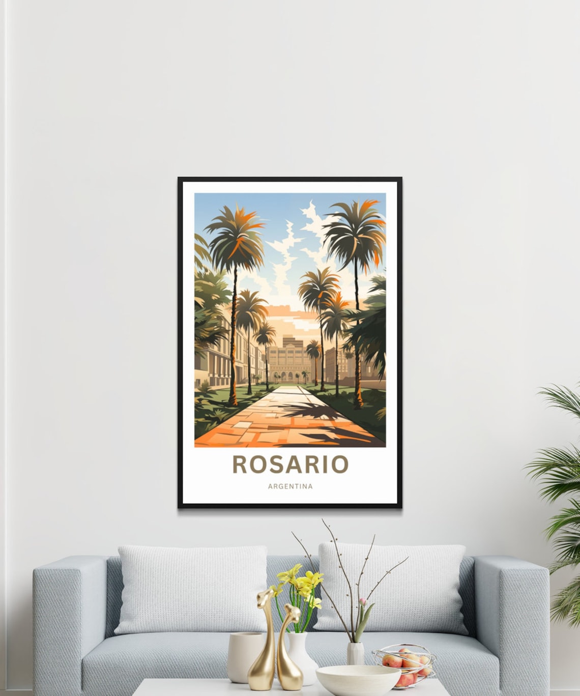 Rosario Argentina Palm Promenade Historic Building Travel Poster - Image 3