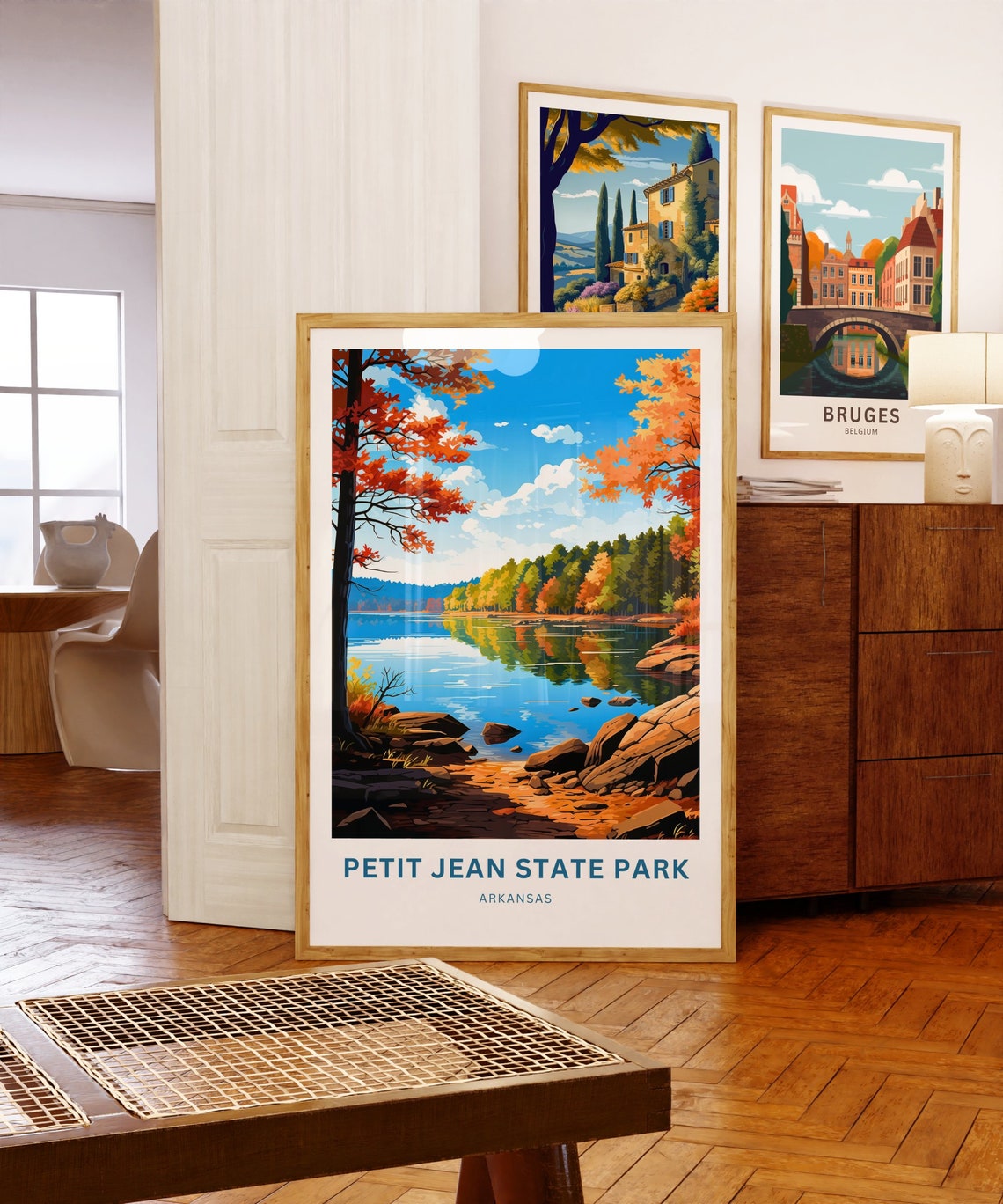 Petit Jean State Park Arkansas Fall Autumn Lakeshore Travel Poster - Image 5