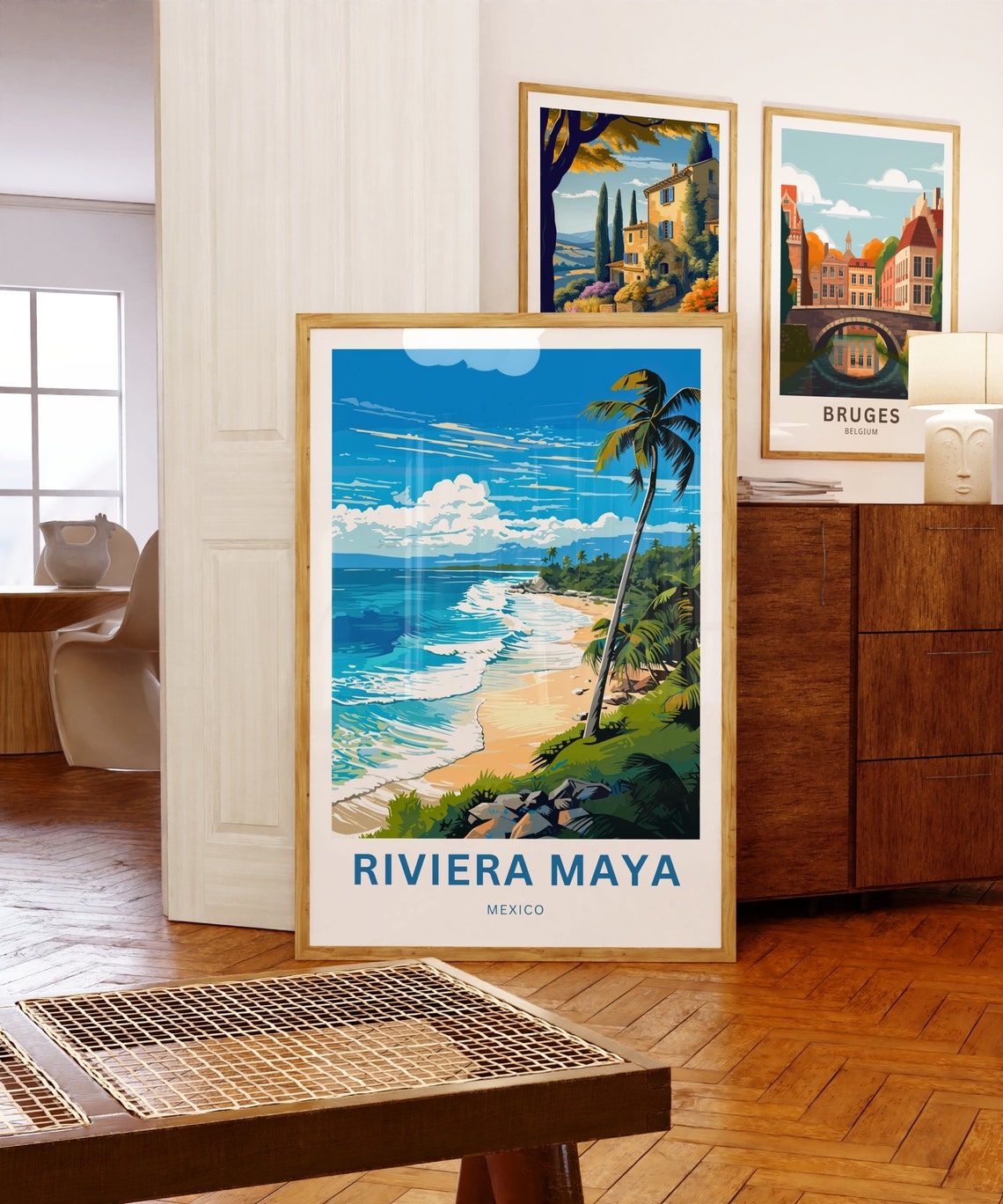 Riviera Maya Mexico Caribbean Surf Beach Custom Art Travel Poster - Image 5