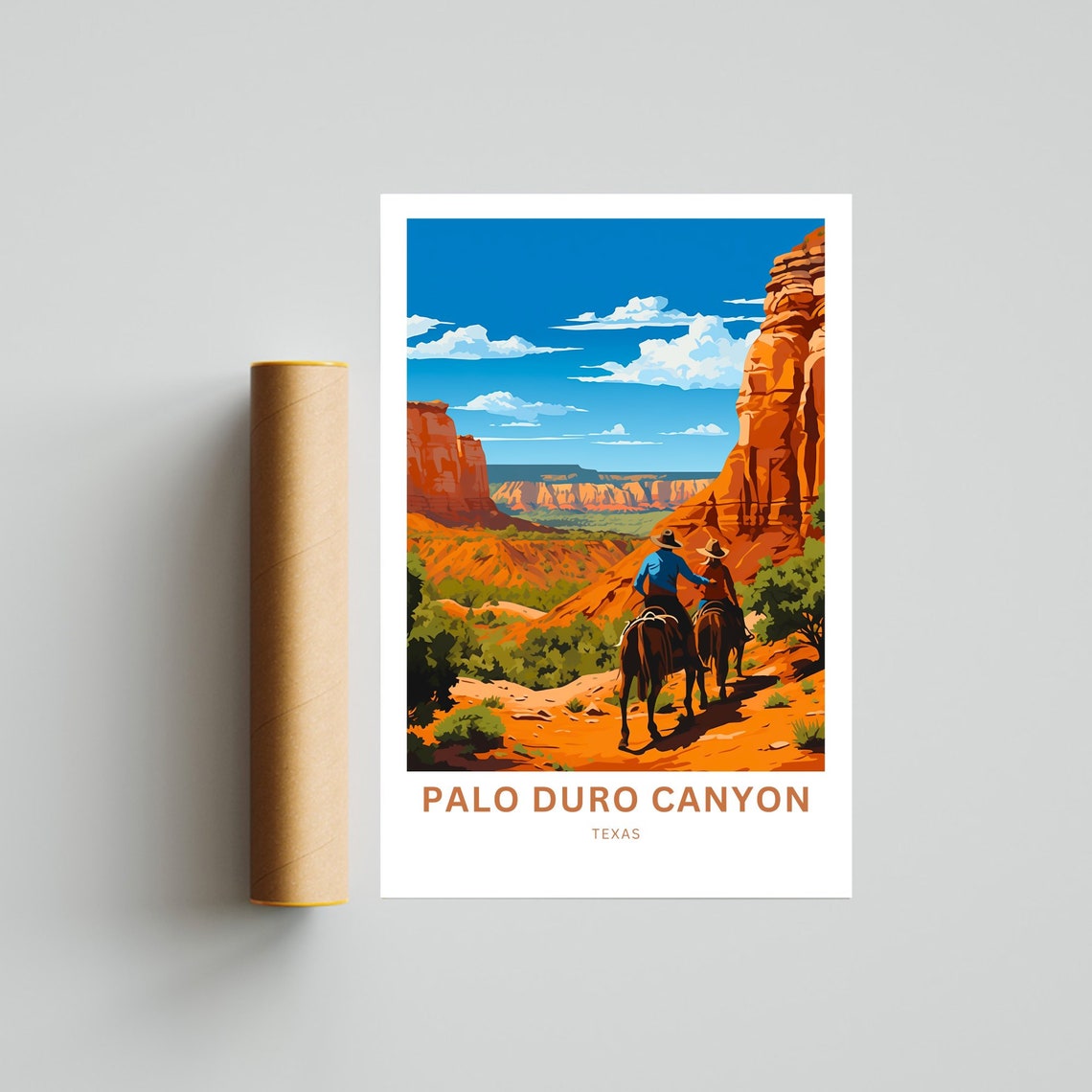 Palo Duro Canyon Texas Horseback Riders Red Rock Canyon Art Poster - Image 4