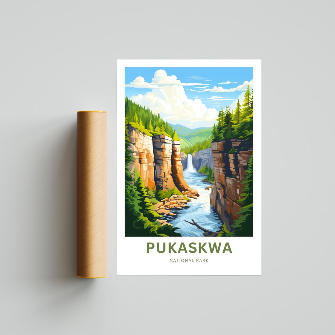 Pukaskwa National Park Waterfall Gorge Custom Text Personalized Poster - Image 4