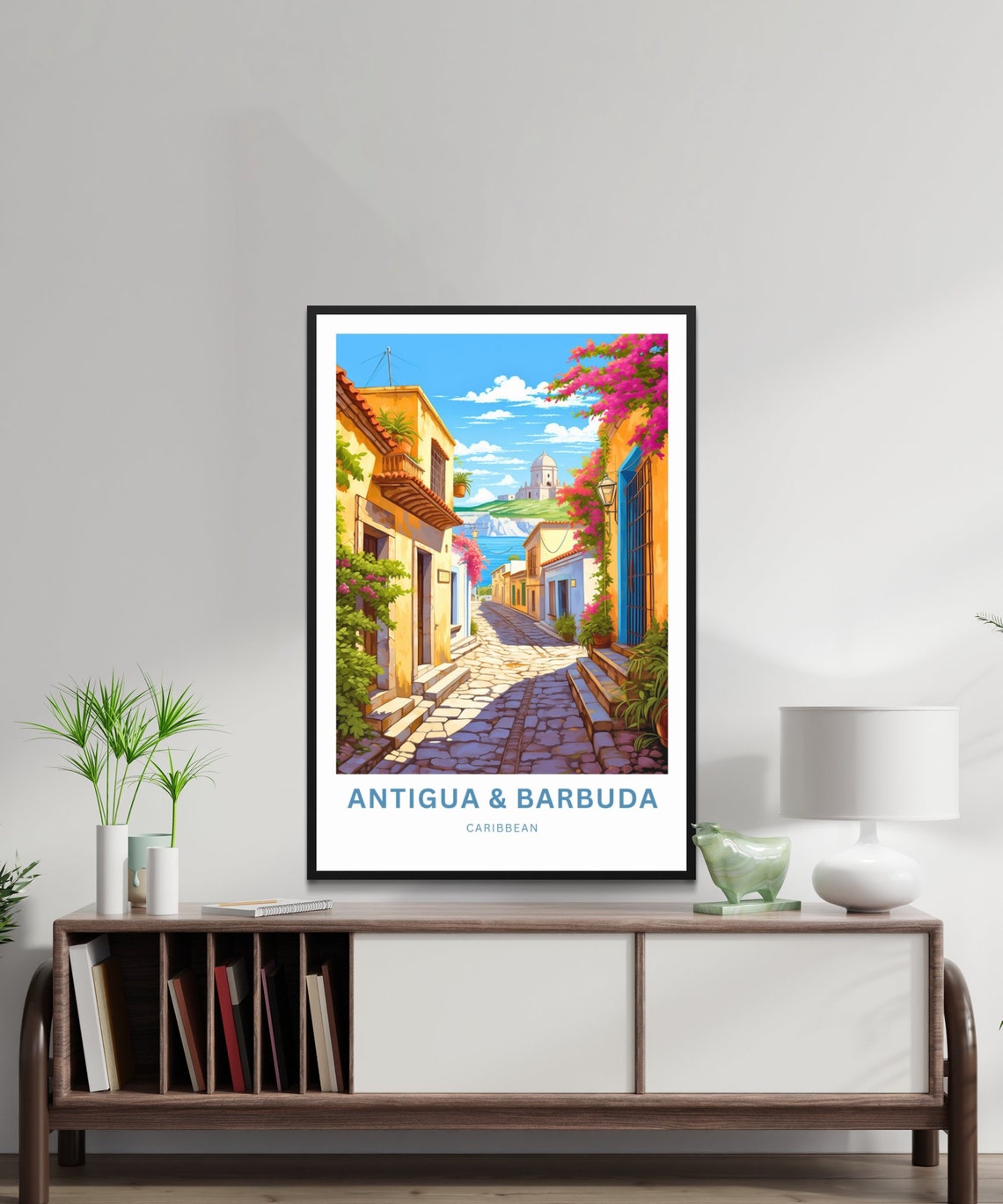 Antigua And Barbuda Travel Print Antigua And Barbuda Poster Caribbean Wall Art Gift Antigua And Barbuda Decor Present Personalized Text - Image 2