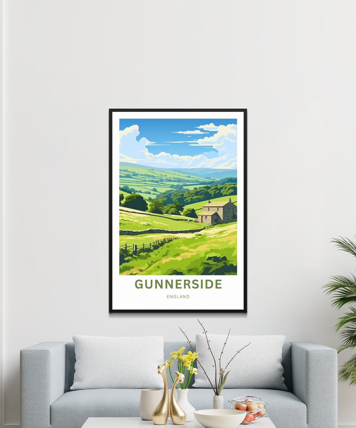 Gunnerside England Yorkshire Dales Valley Vintage Travel Poster - Image 4