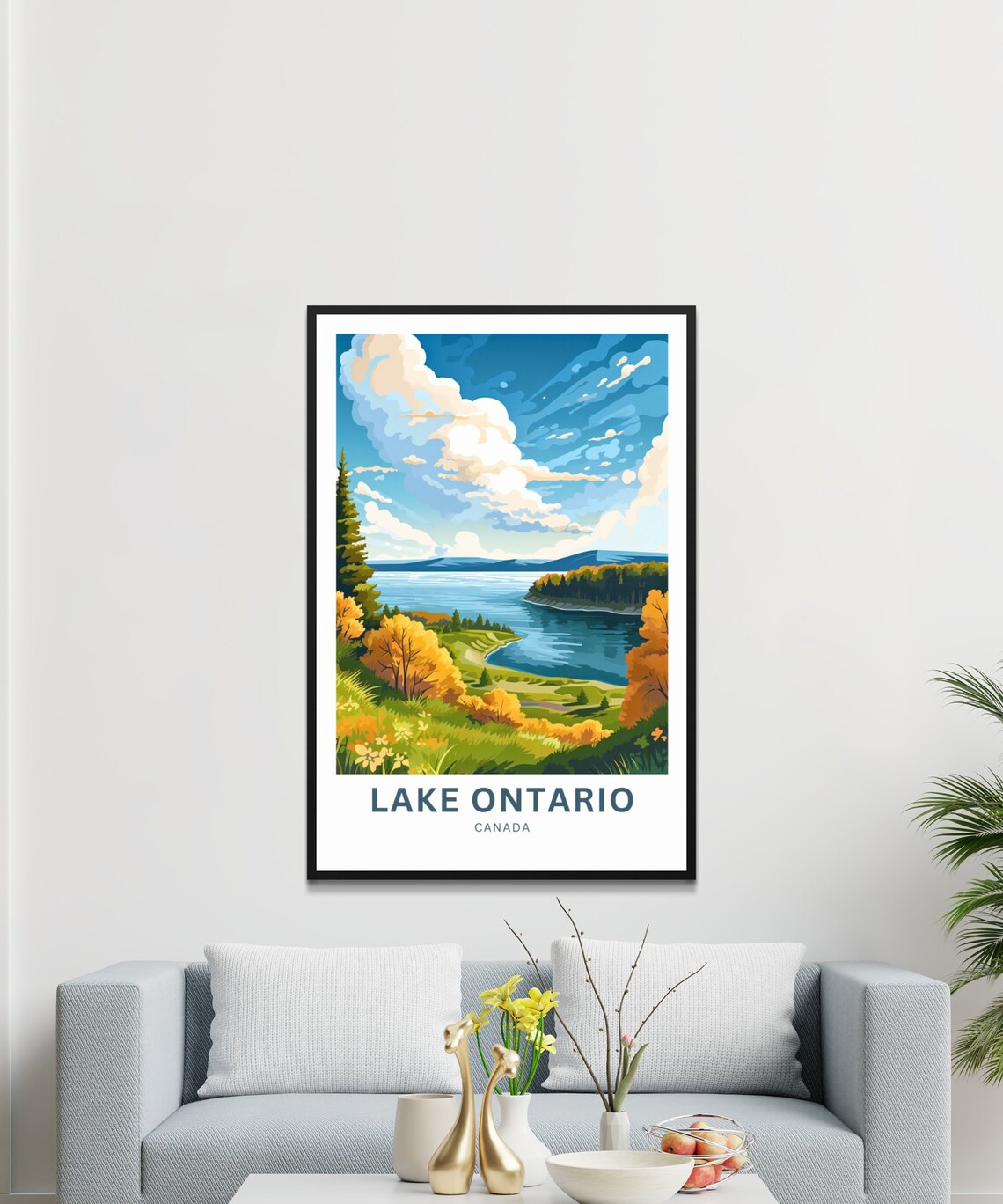 Lake Ontario Canada Calm Autumn Inlet Hills View Travel Poster - Image 3