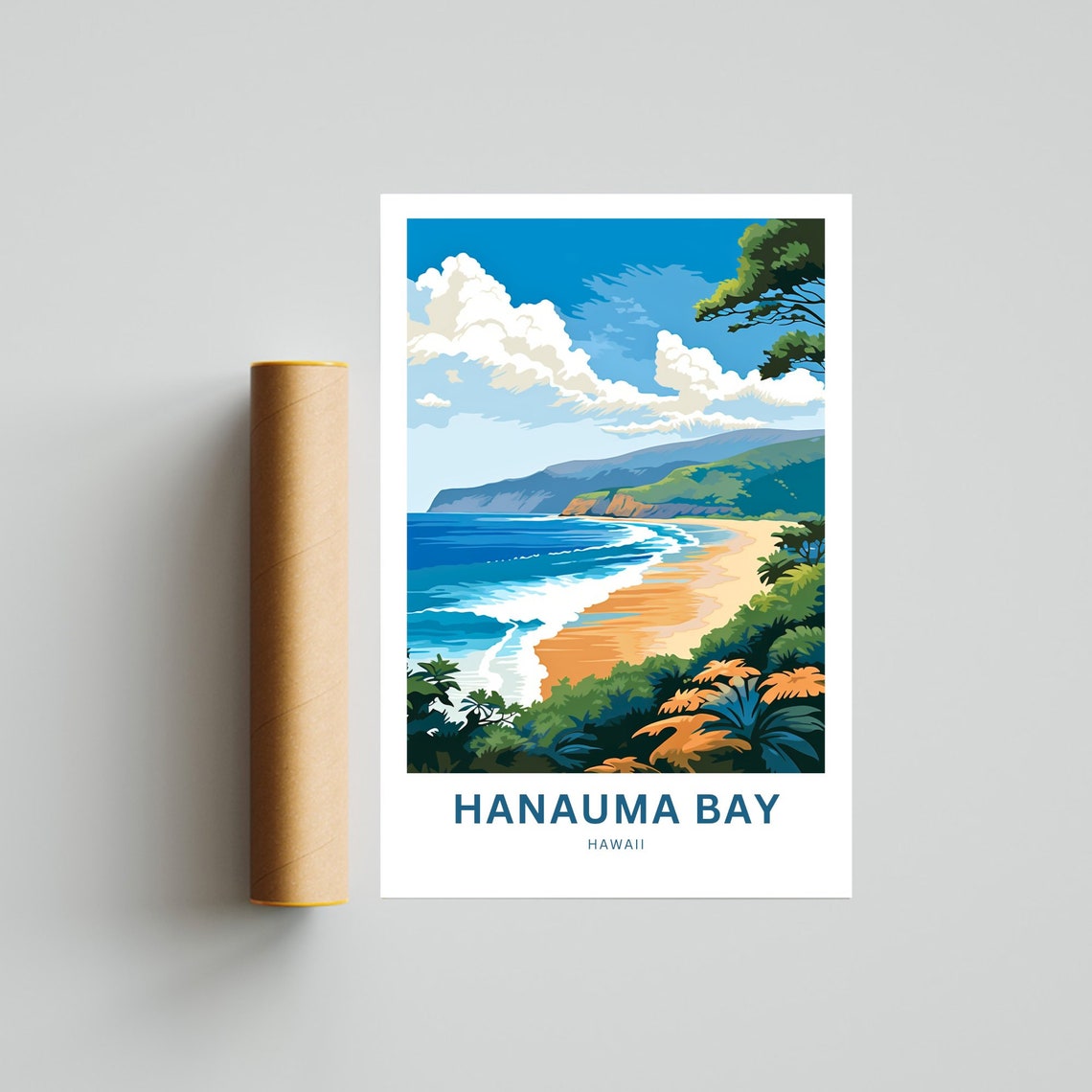 Hanauma Bay Hawaii Turquoise Ocean Beach Waves Travel Poster - Image 4