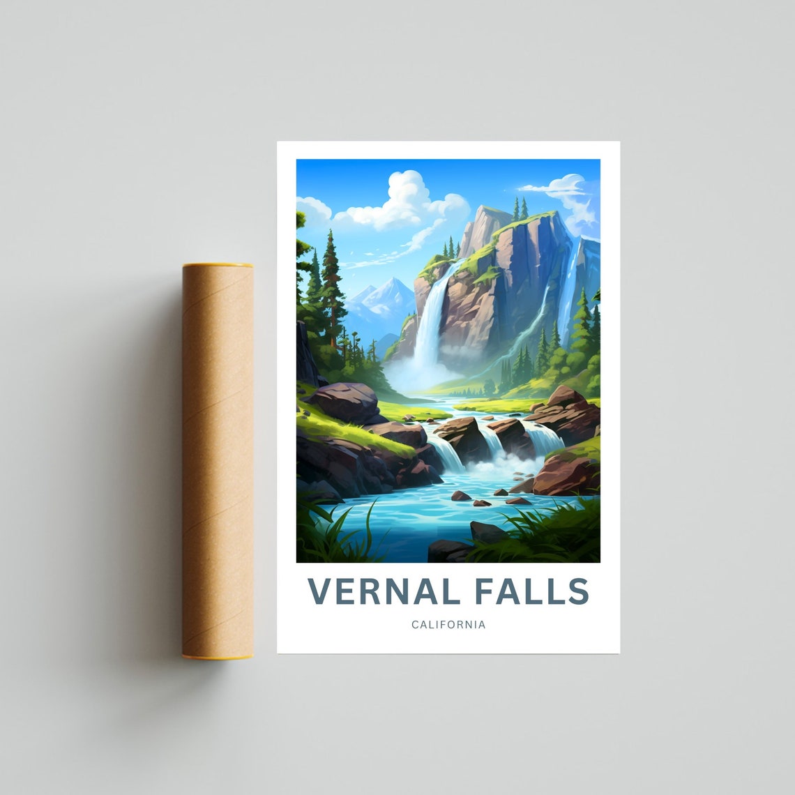 Personalized Vernal Falls California Misty Waterfall Forest Poster - Image 4