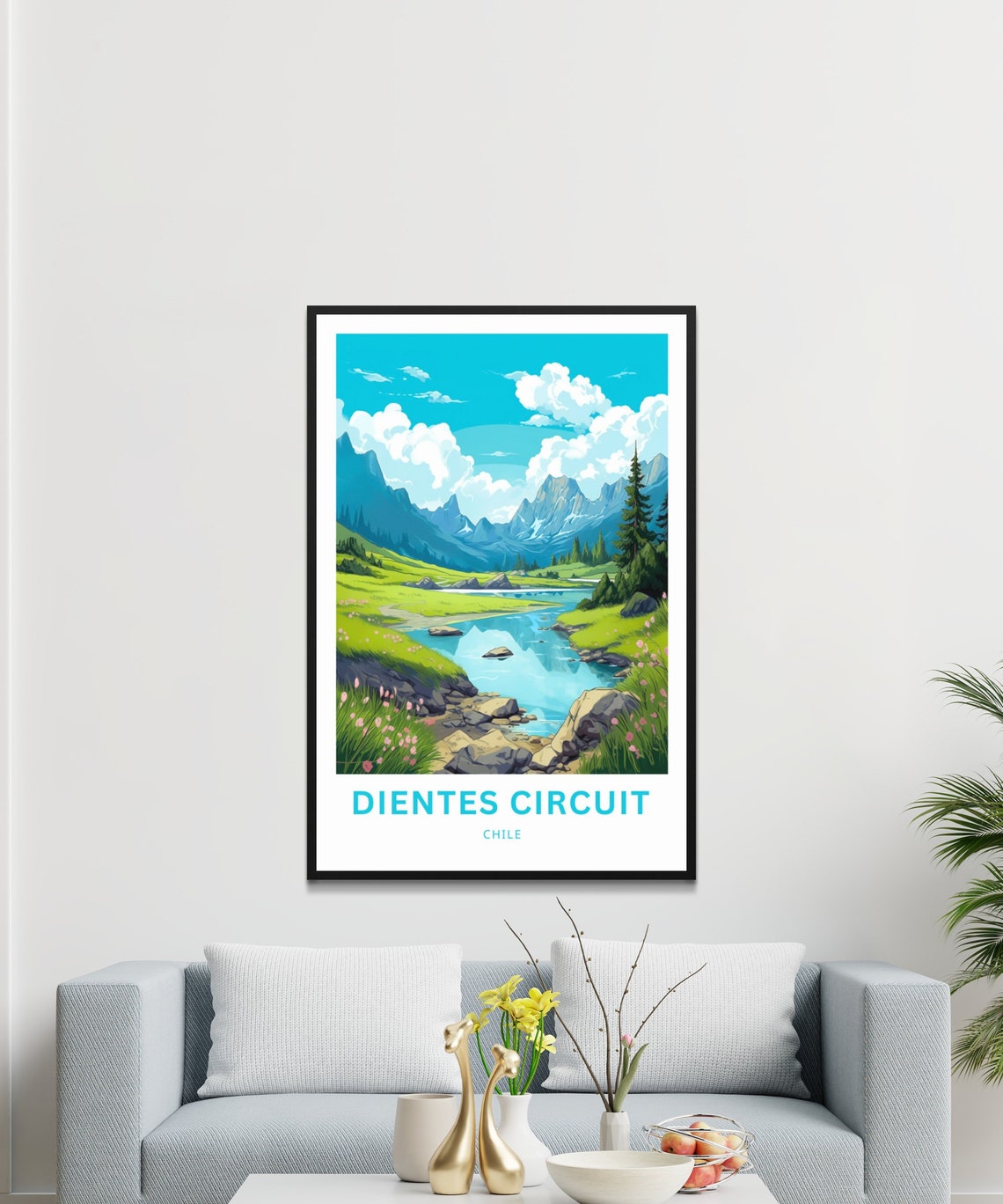 Personalized Dientes Circuit Trek Circuit Travel Print Dientes Circuit Trek Circuit Poster Chile Wall Art Framed Present Gift Chile Present - Image 3