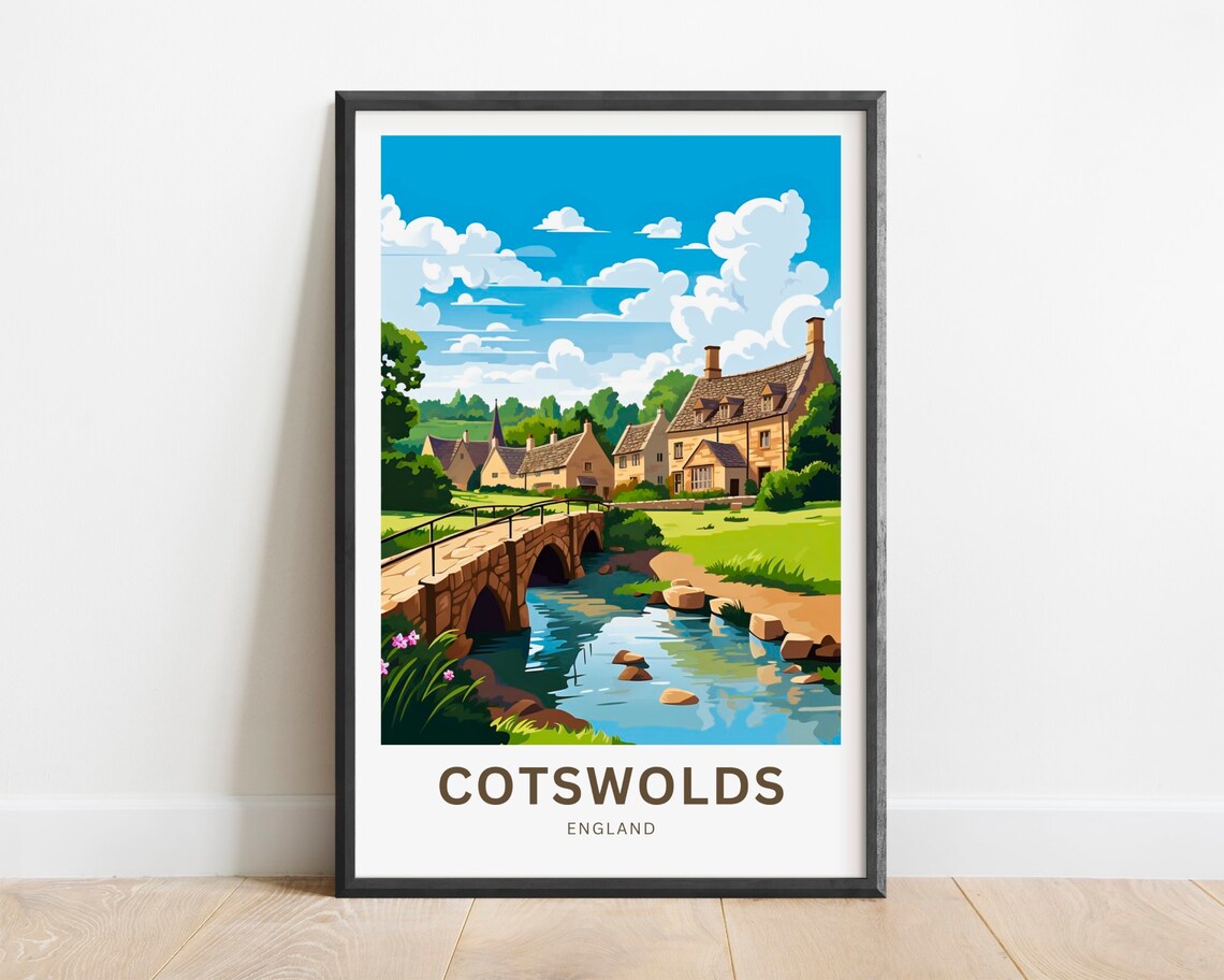 Cotswolds Travel Poster, England Art Print
