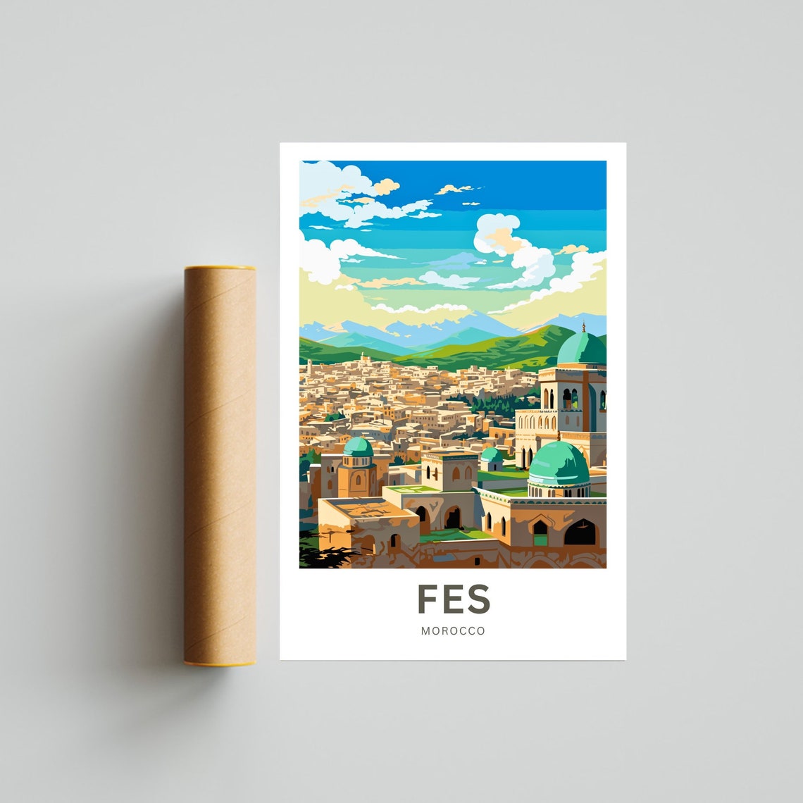 Personalized Fes Travel Print Fes Poster Morocco Wall Art Framed Present Gift Morocco Present - Image 4