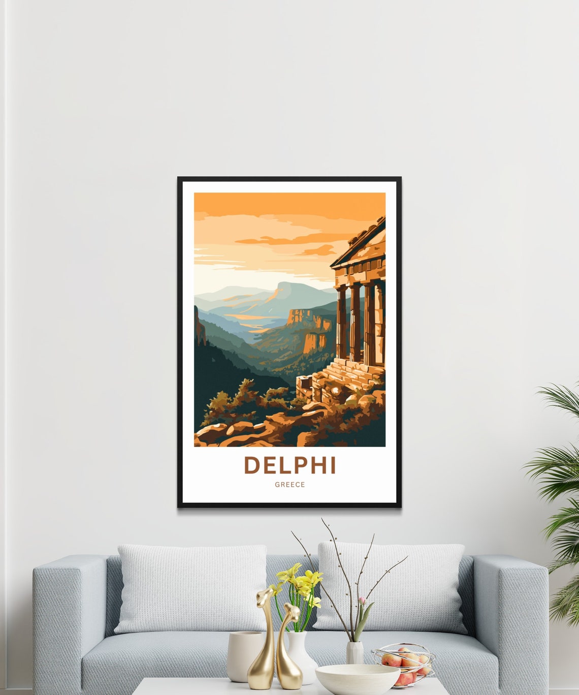 Delphi Greece Golden Sunset Temple Personalized Travel Poster - Image 3