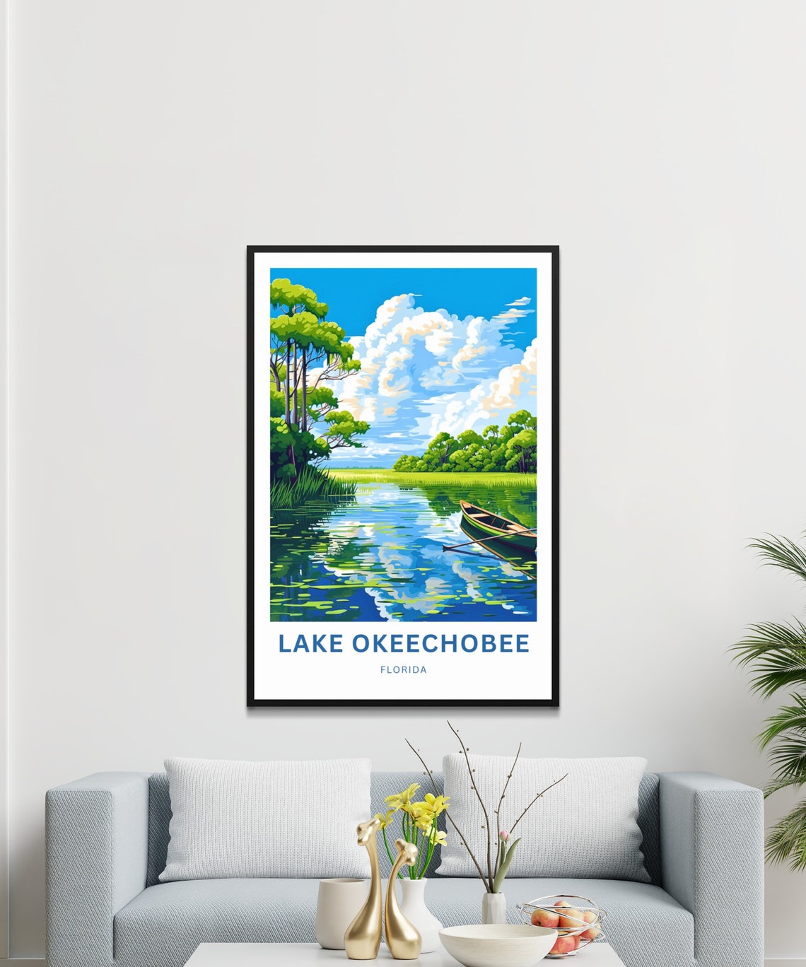 Lake Okeechobee Florida Personalized Canoe Everglades Wetlands Poster - Image 3