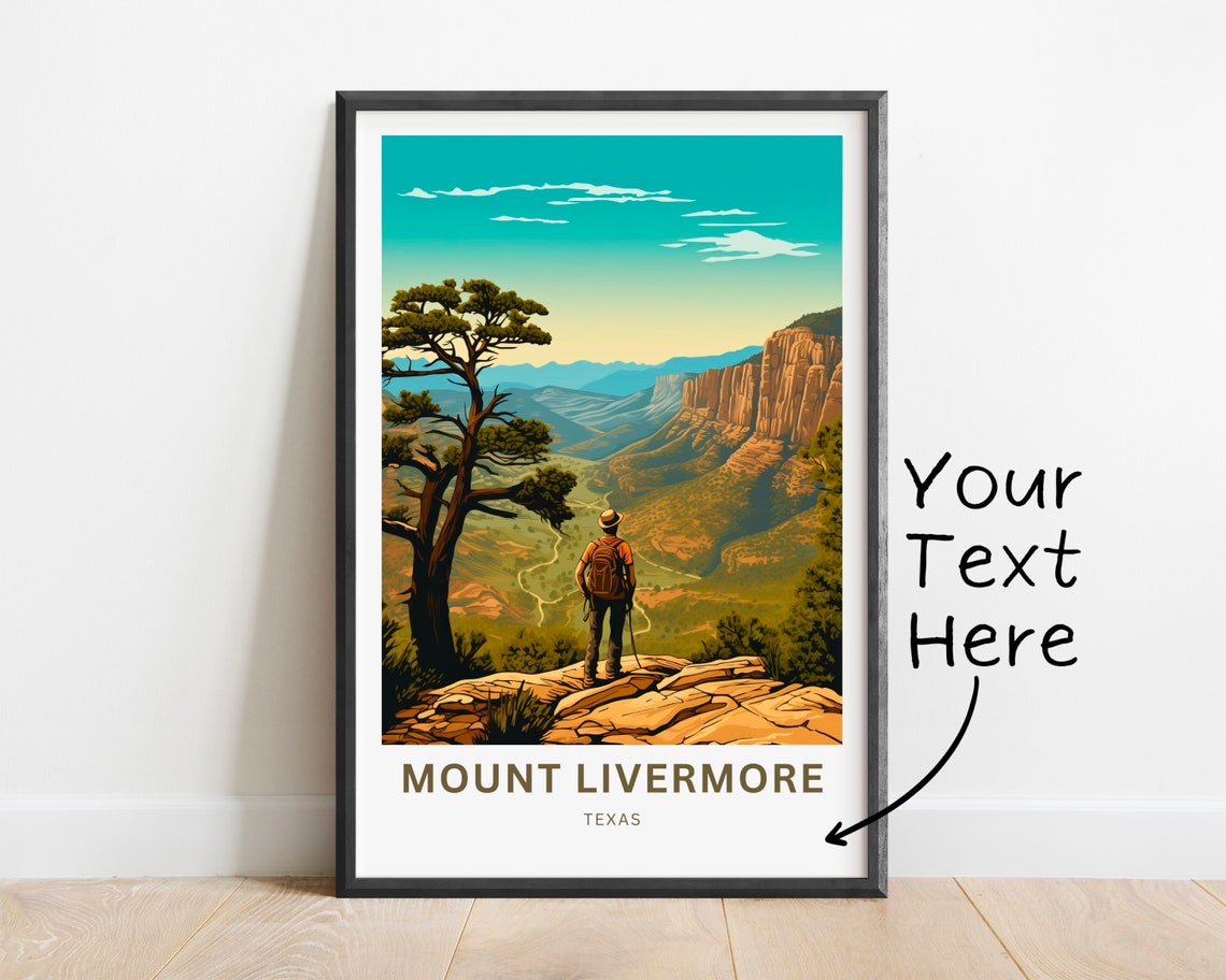Mount Livermore Texas Hiker Canyon Overlook Summit Travel Poster - Image 2