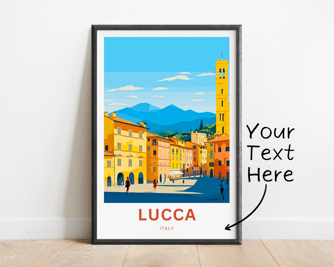 Lucca Italy Old Town Street Golden Bell Tower Tuscany Poster