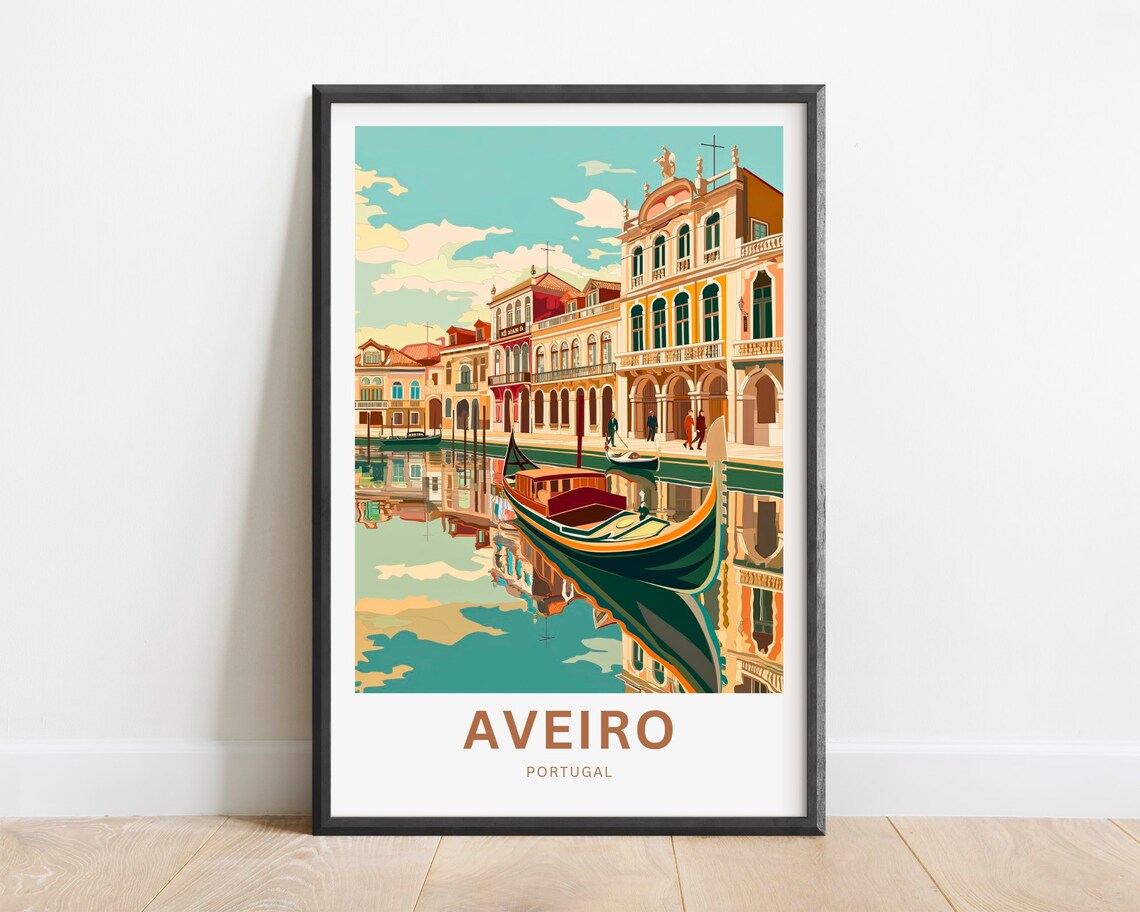 Aveiro Portugal Canal Gondola Mirror Reflections Travel Poster