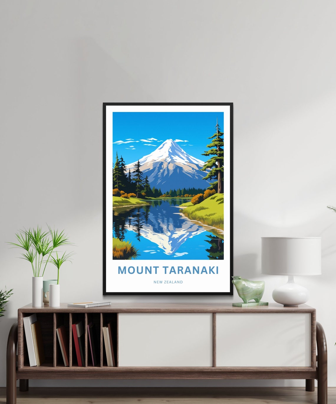 Personalized Mount Taranaki New Zealand Volcano Reflection Poster - Image 2