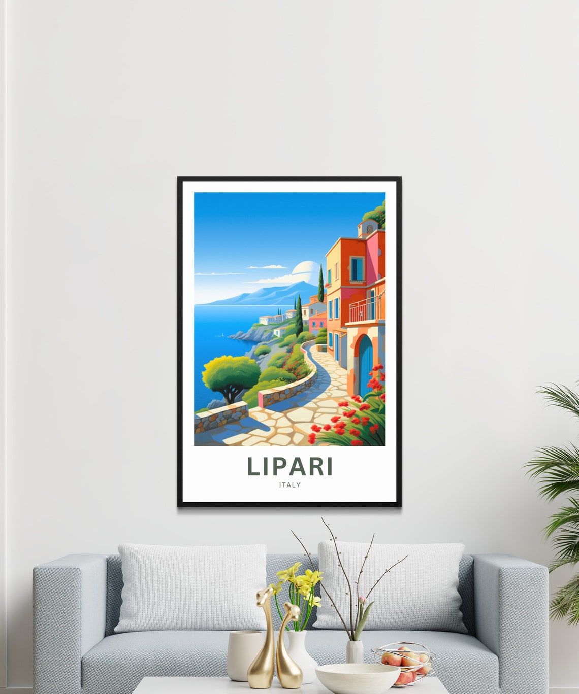 Personalized Lipari Italy Coastal Path Illustrated Travel Poster - Image 3