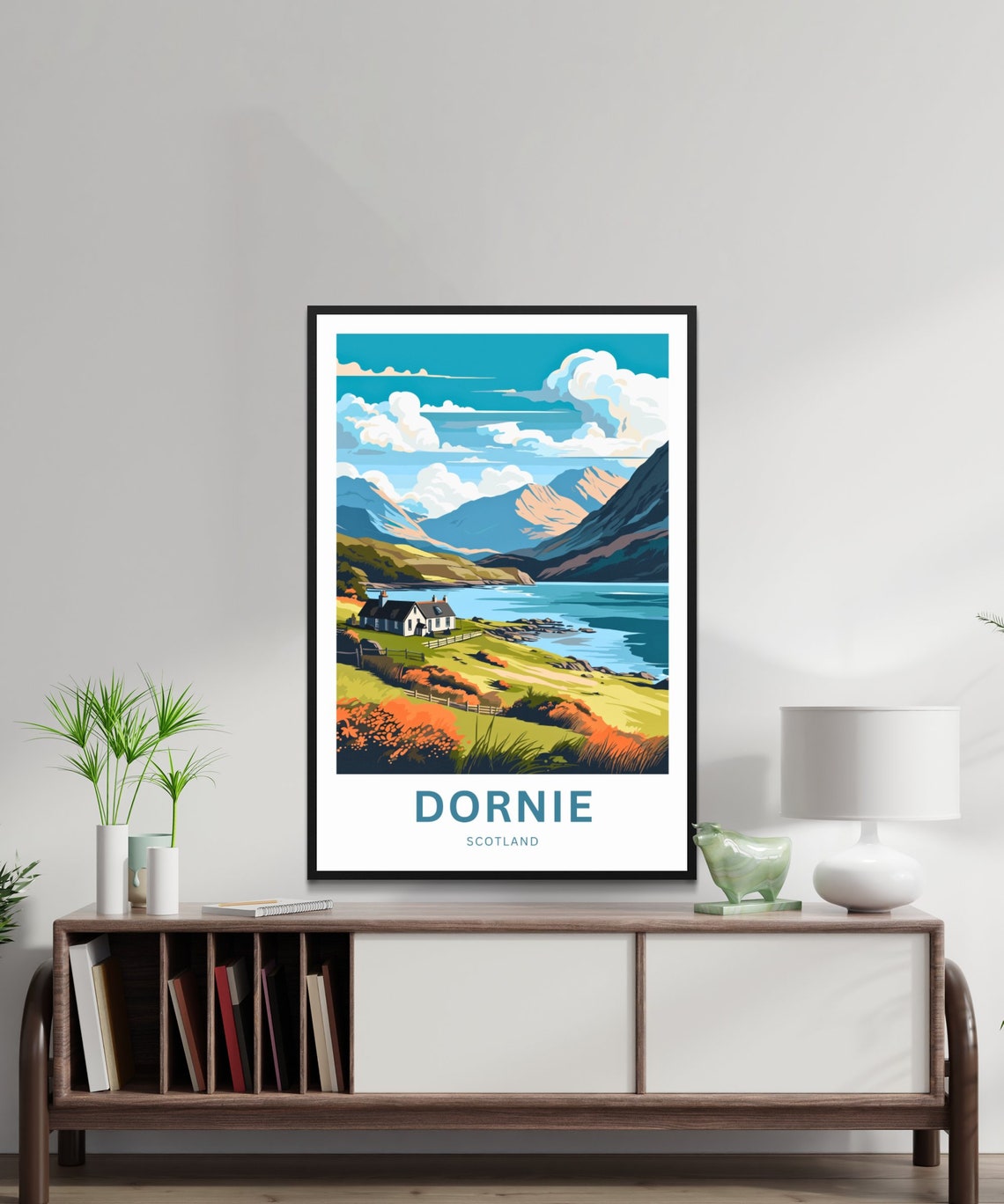 Personalized Dornie Scotland Loch Meadow Cottage Hills Poster - Image 2